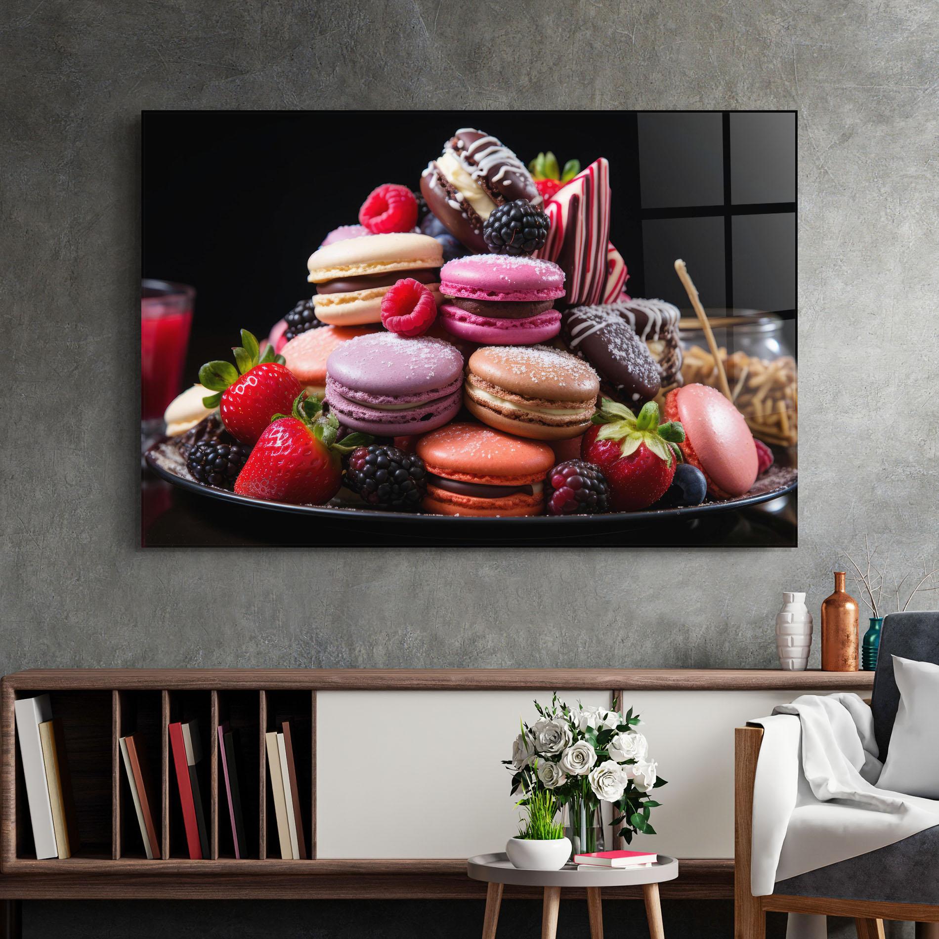 Tablou Sticla Berries Macarons mockup 2