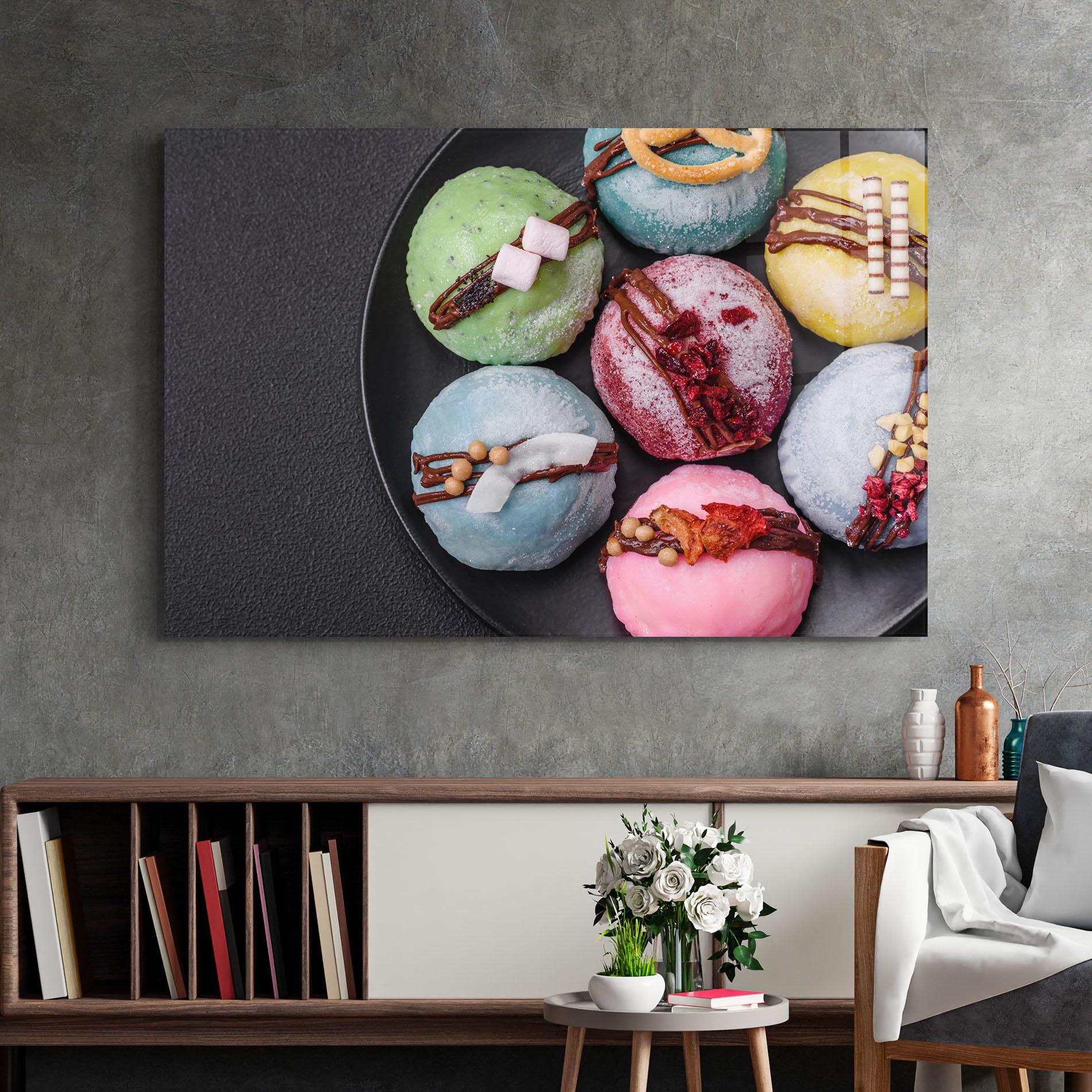 Tablou Sticla Colorful Mochi Desserts mockup 2
