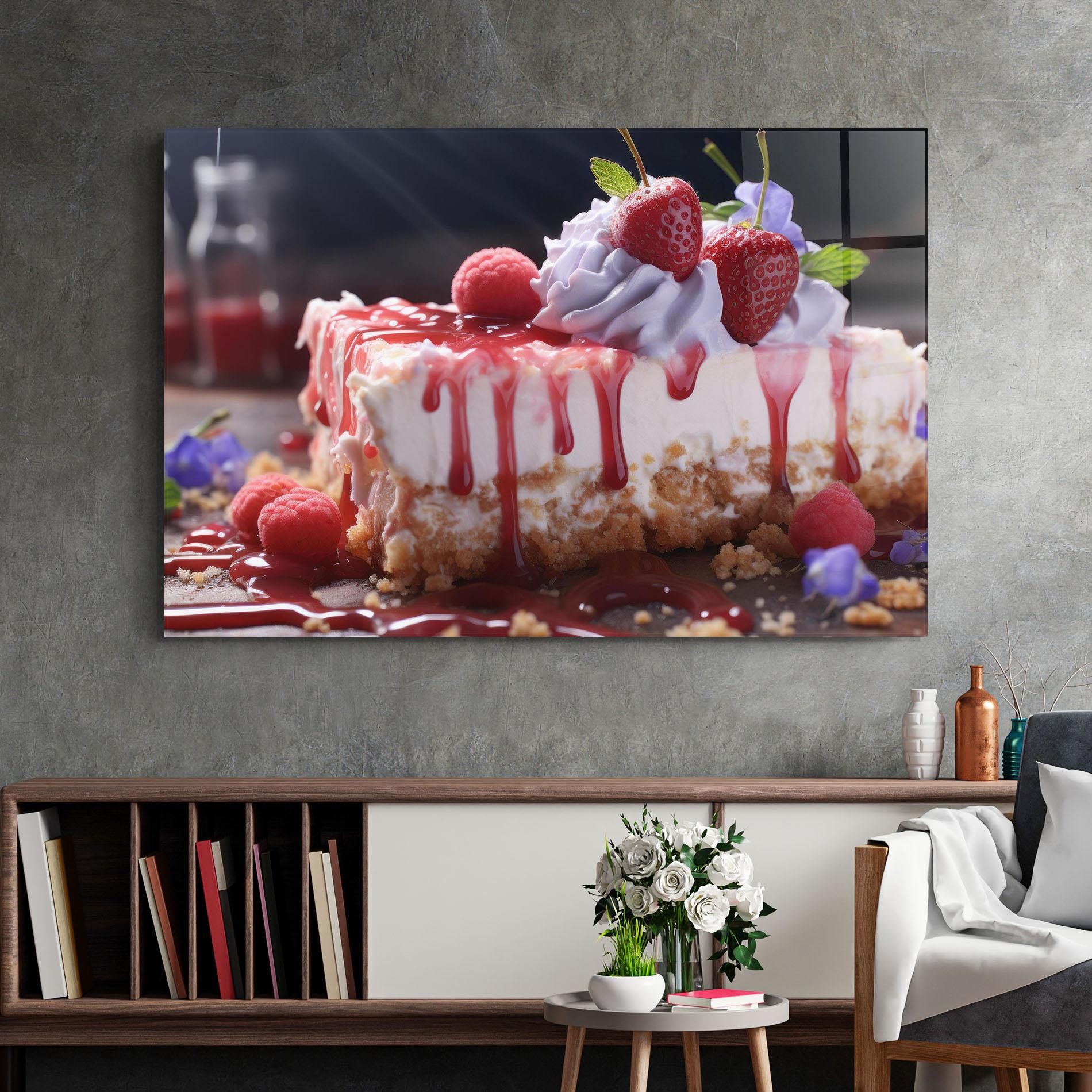 Tablou Sticla Strawberries Cake mockup 2