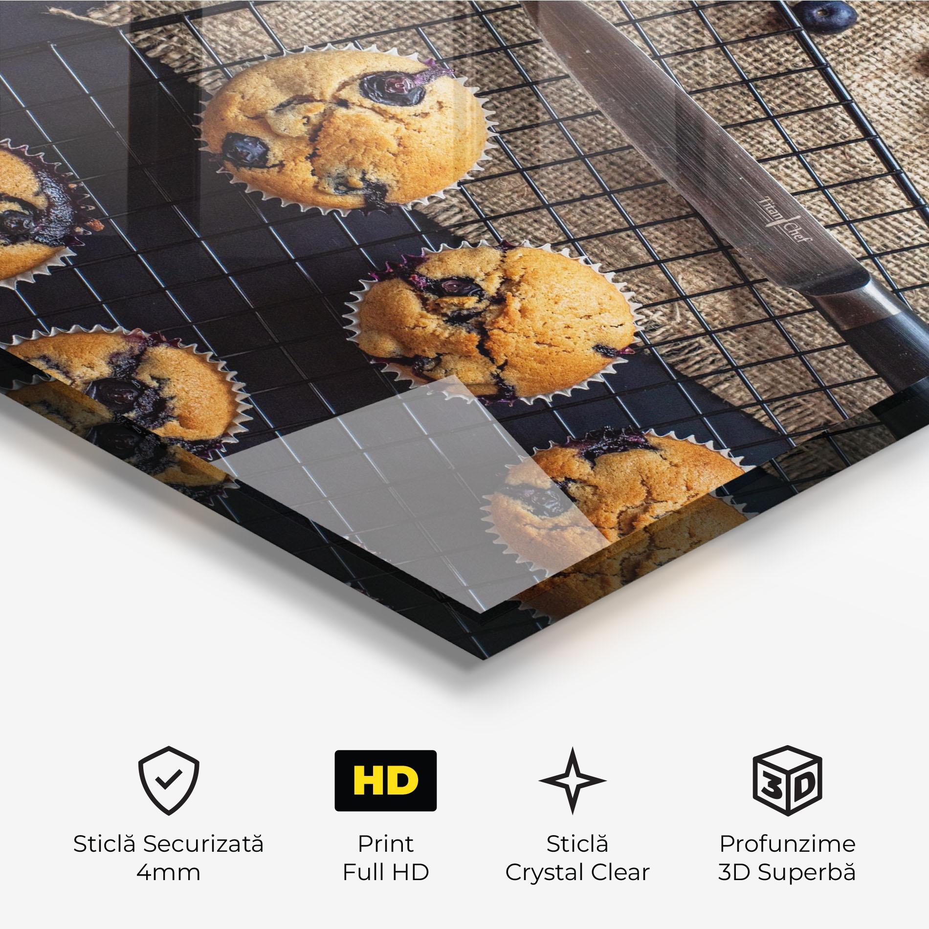 Tablou Sticla Blueberry Muffins Dessert mockup 3
