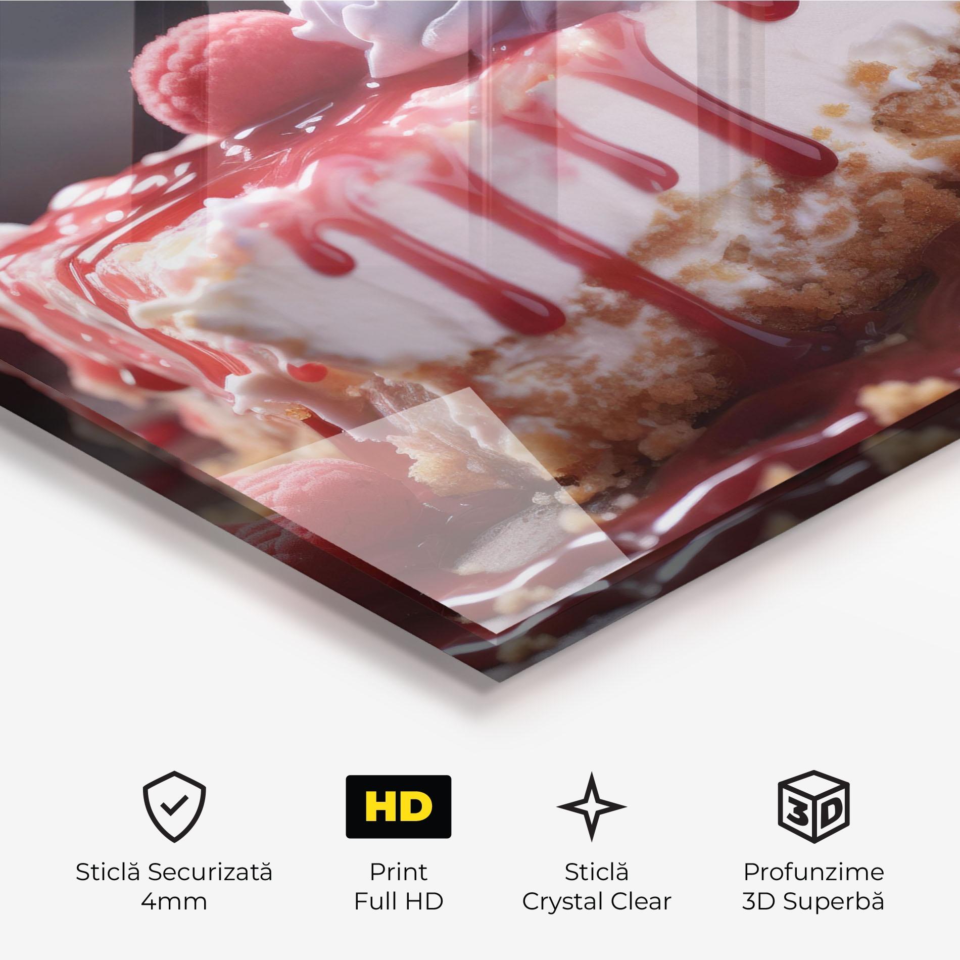 Tablou Sticla Strawberries Cake mockup 3