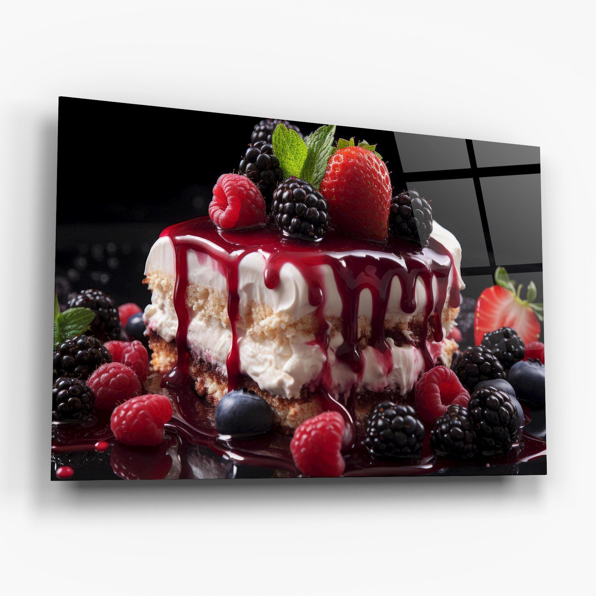Tablou Sticla Berries Cream Dessert mockup 6
