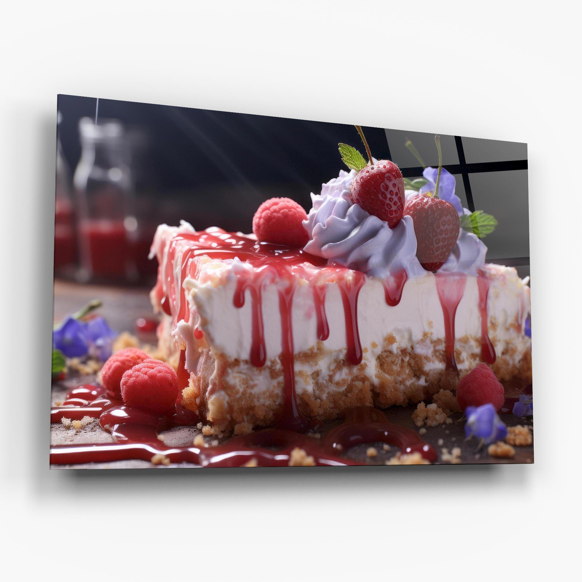 Tablou Sticla Strawberries Cake mockup 6