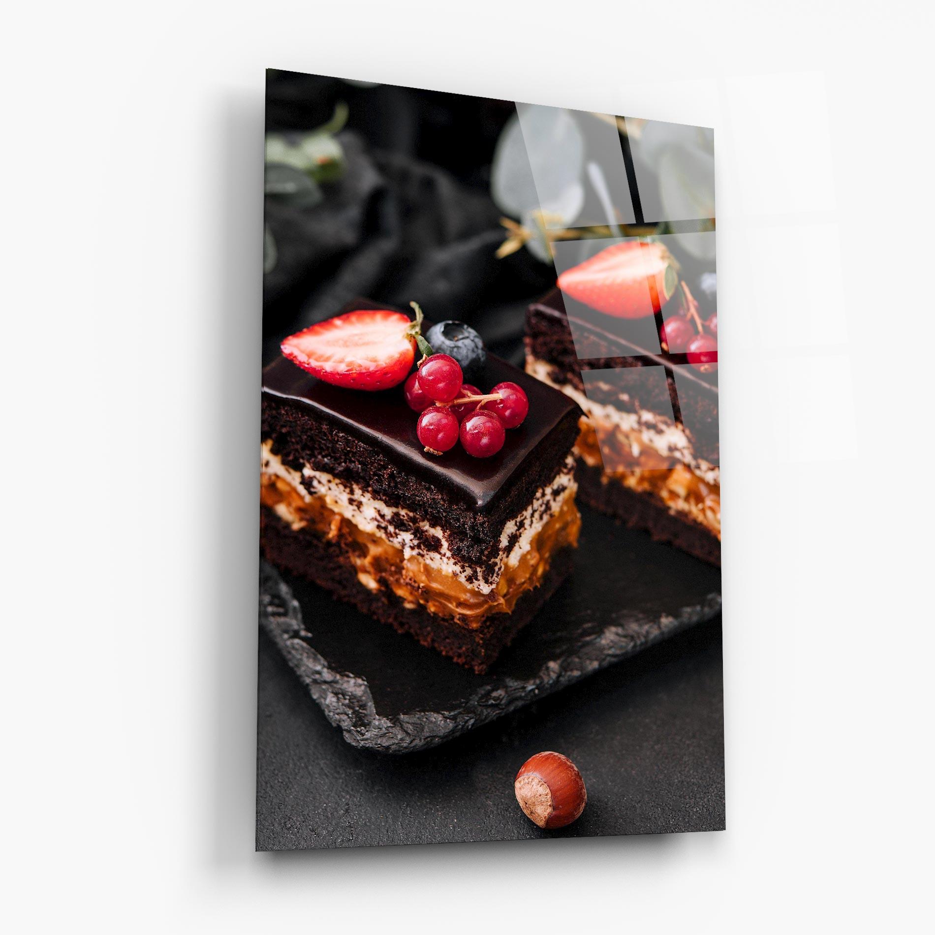 Tablou Sticla Chocolate Berries Cake mockup 6