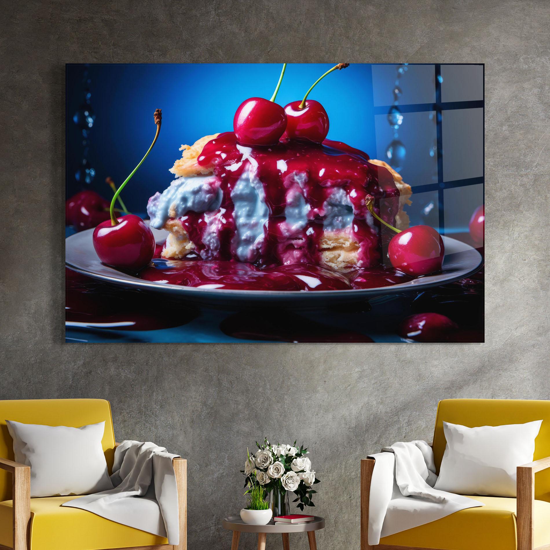 Tablou Sticla Cake On Blue mockup 4