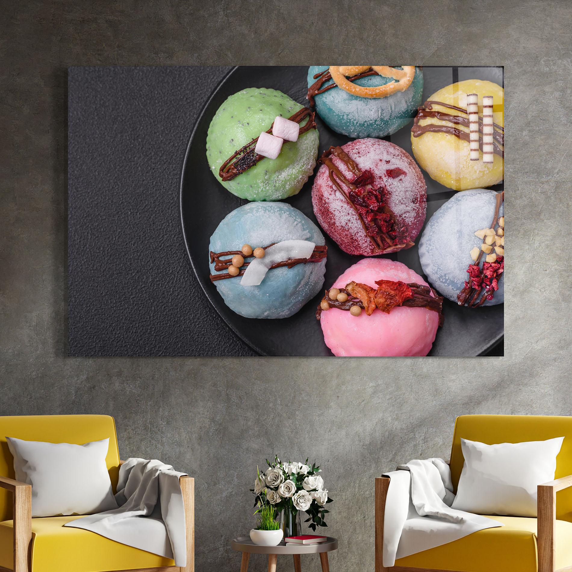 Tablou Sticla Colorful Mochi Desserts mockup 4