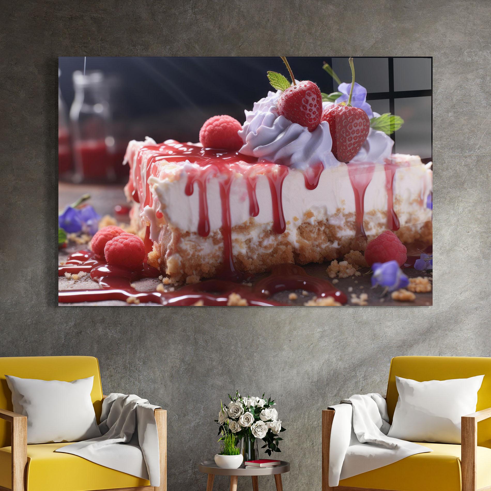 Tablou Sticla Strawberries Cake mockup 4