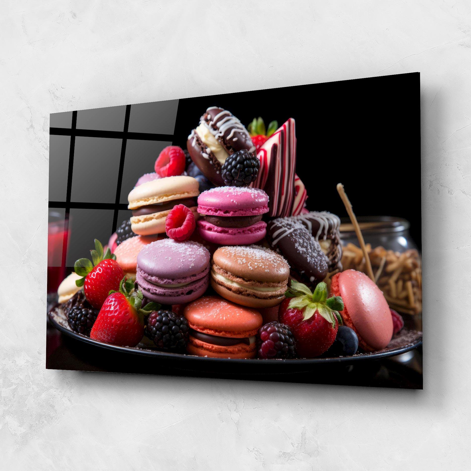 Tablou Sticla Berries Macarons mockup 1
