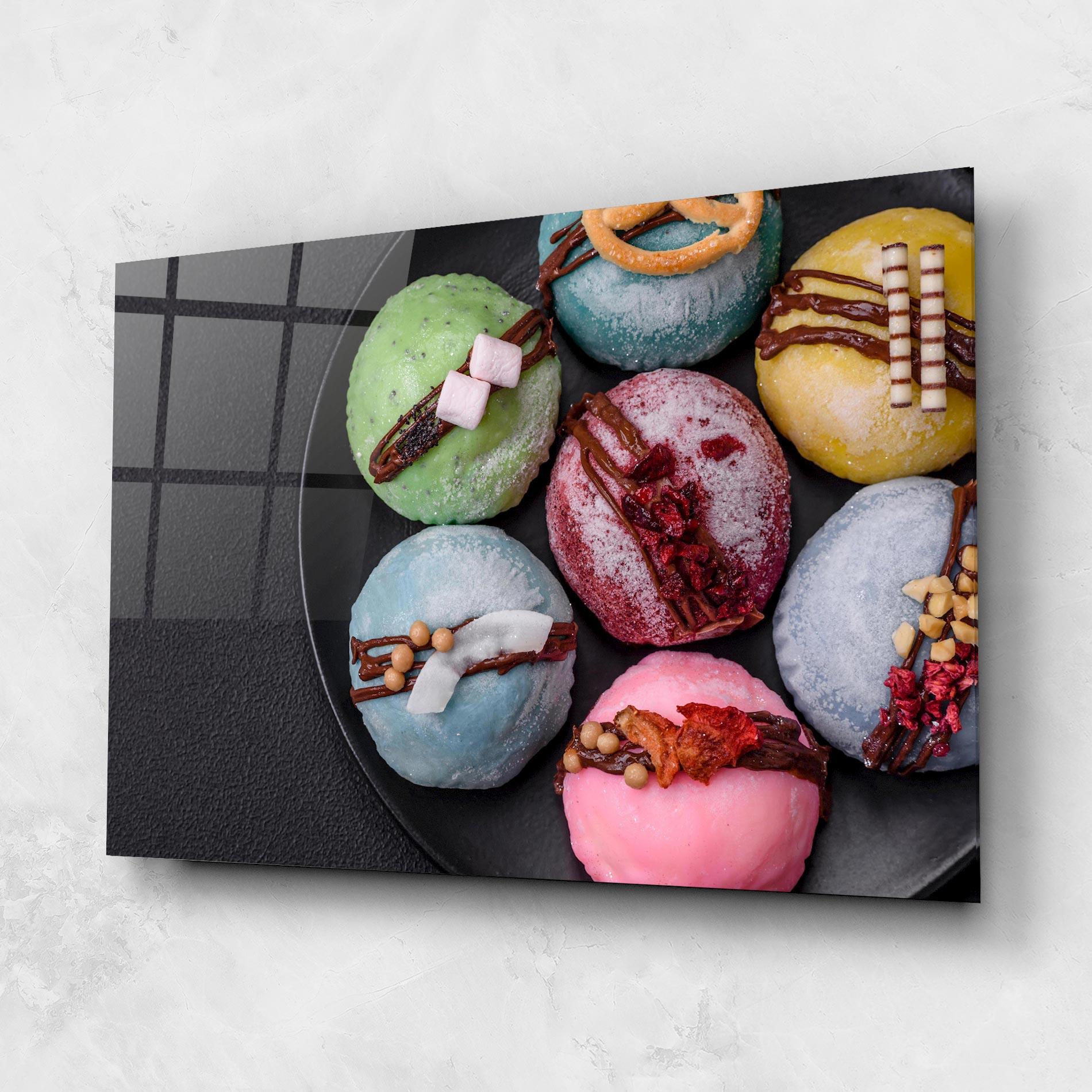 Tablou Sticla Colorful Mochi Desserts mockup 1