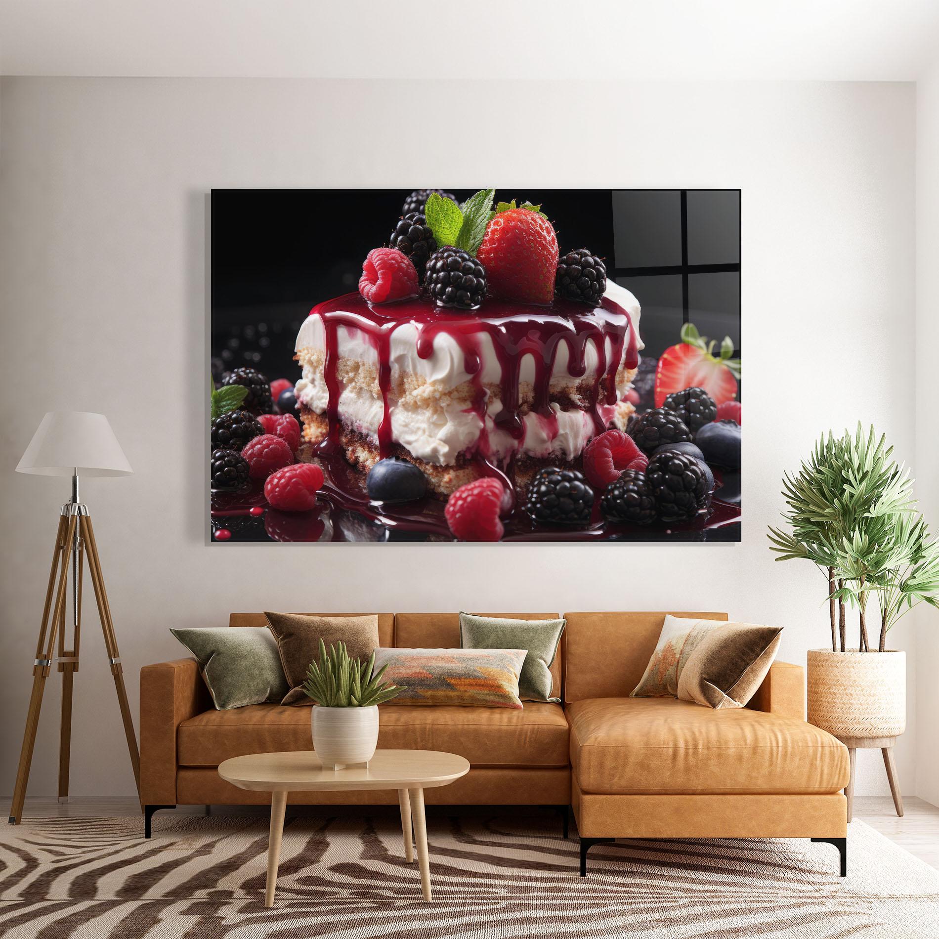 Tablou Sticla Berries Cream Dessert mockup 7