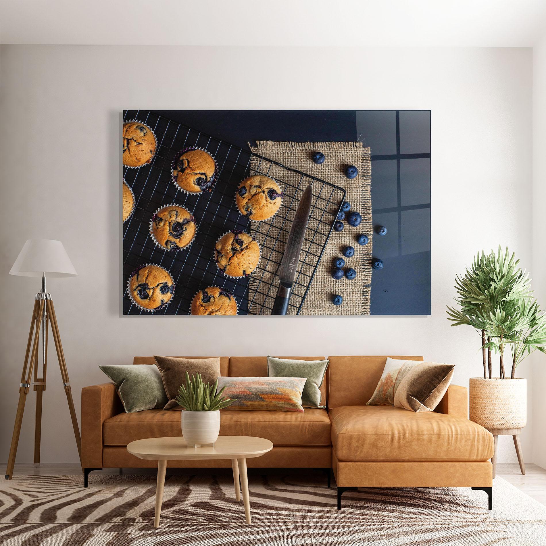 Tablou Sticla Blueberry Muffins Dessert mockup 7