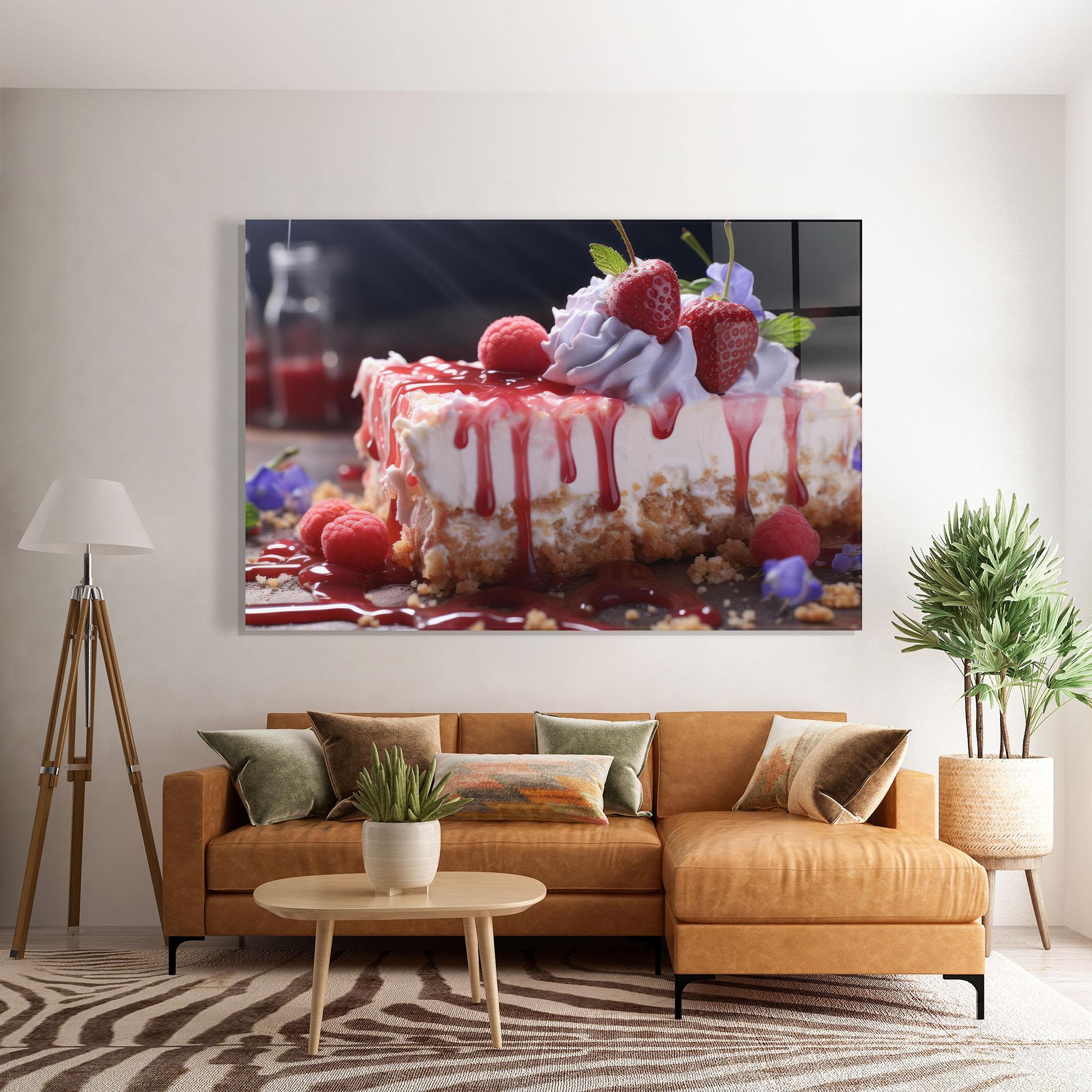 Tablou Sticla Strawberries Cake mockup 7