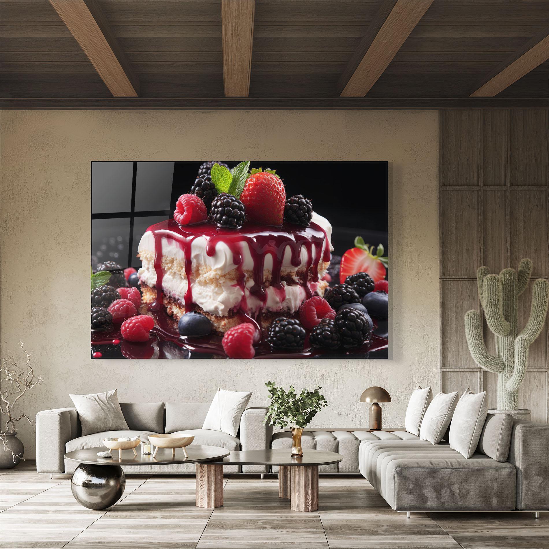 Tablou Sticla Berries Cream Dessert mockup 8