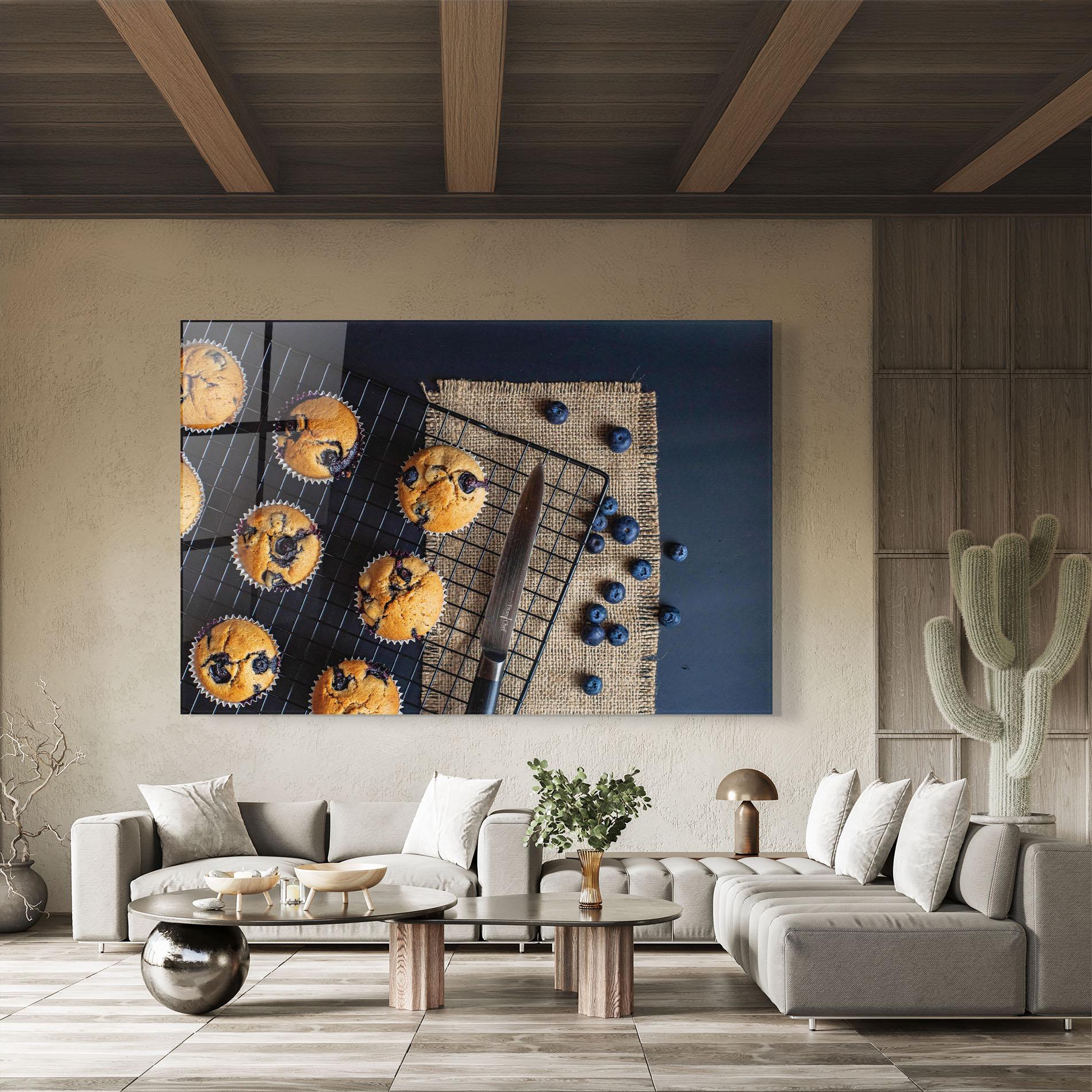 Tablou Sticla Blueberry Muffins Dessert mockup 8