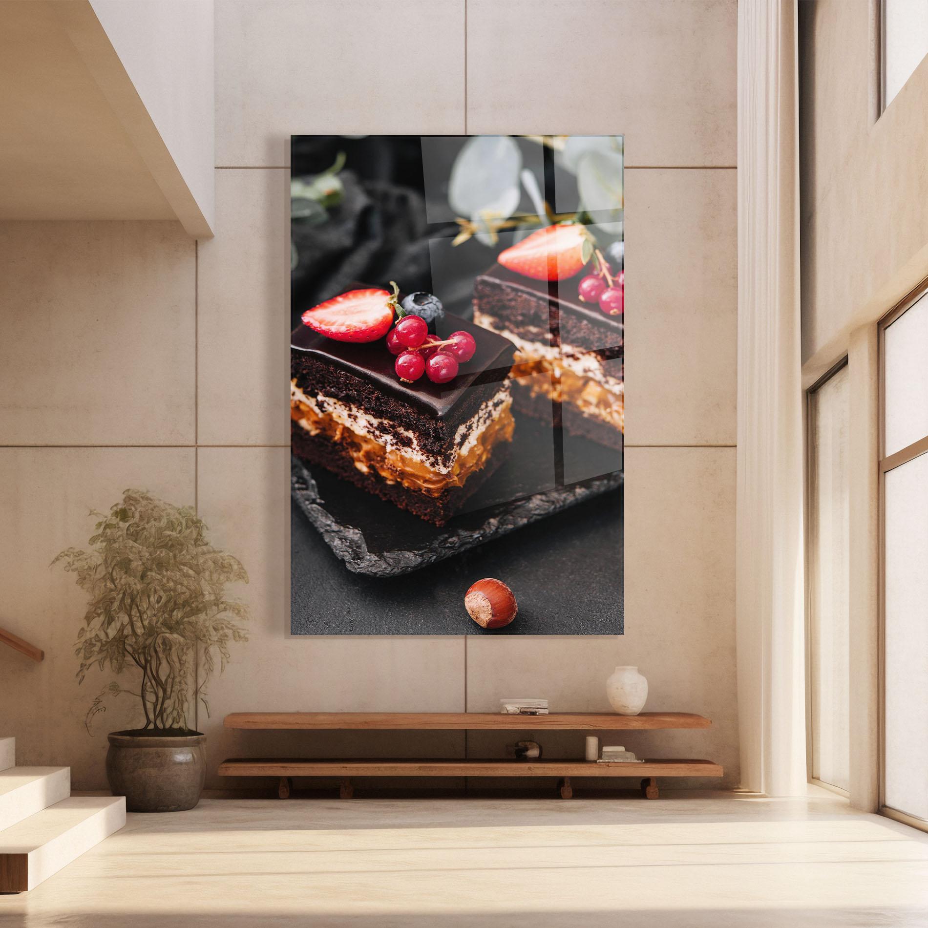 Tablou Sticla Chocolate Berries Cake mockup 8