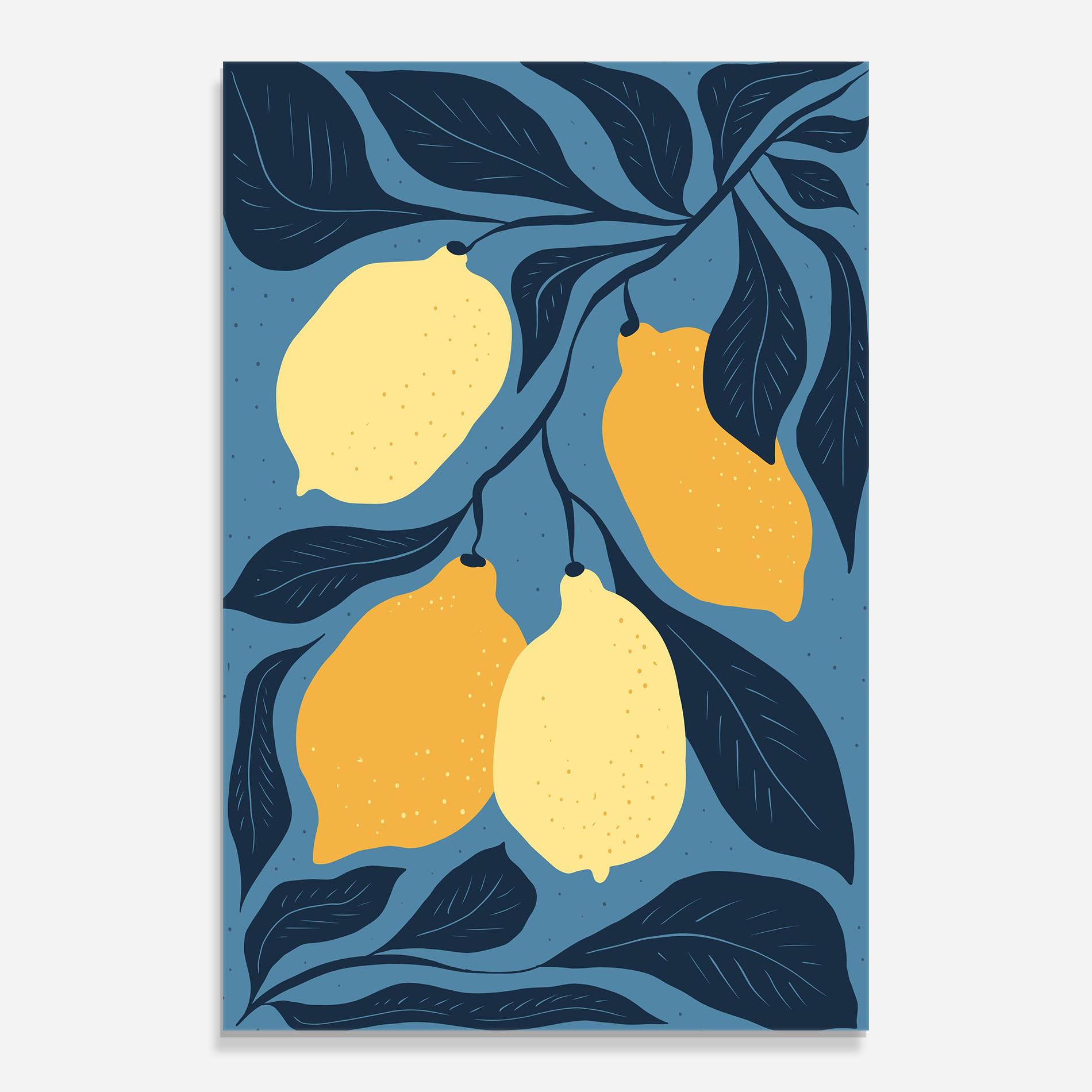 Tablou Sticla Lemon On Blue mockup 0