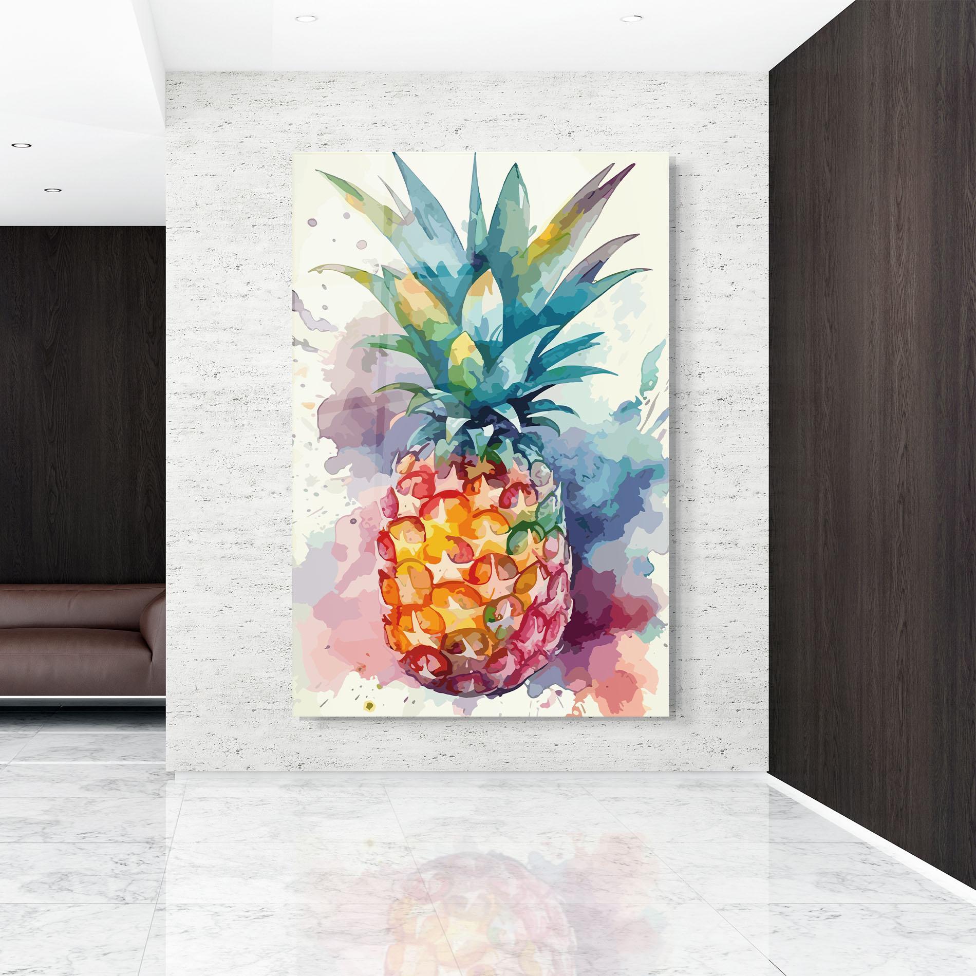 Tablou Sticla Colorful Pineapple mockup 9
