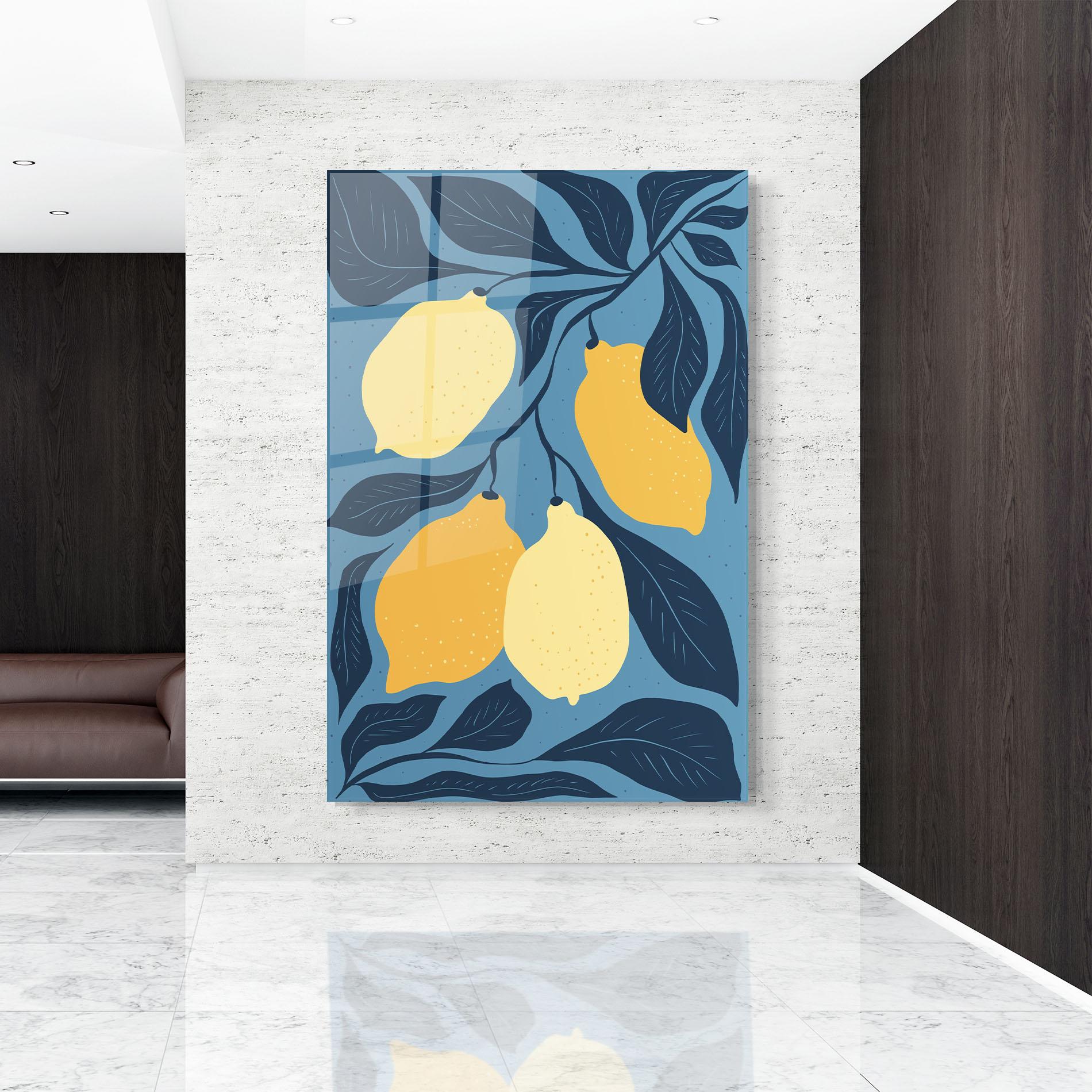 Tablou Sticla Lemon On Blue mockup 9