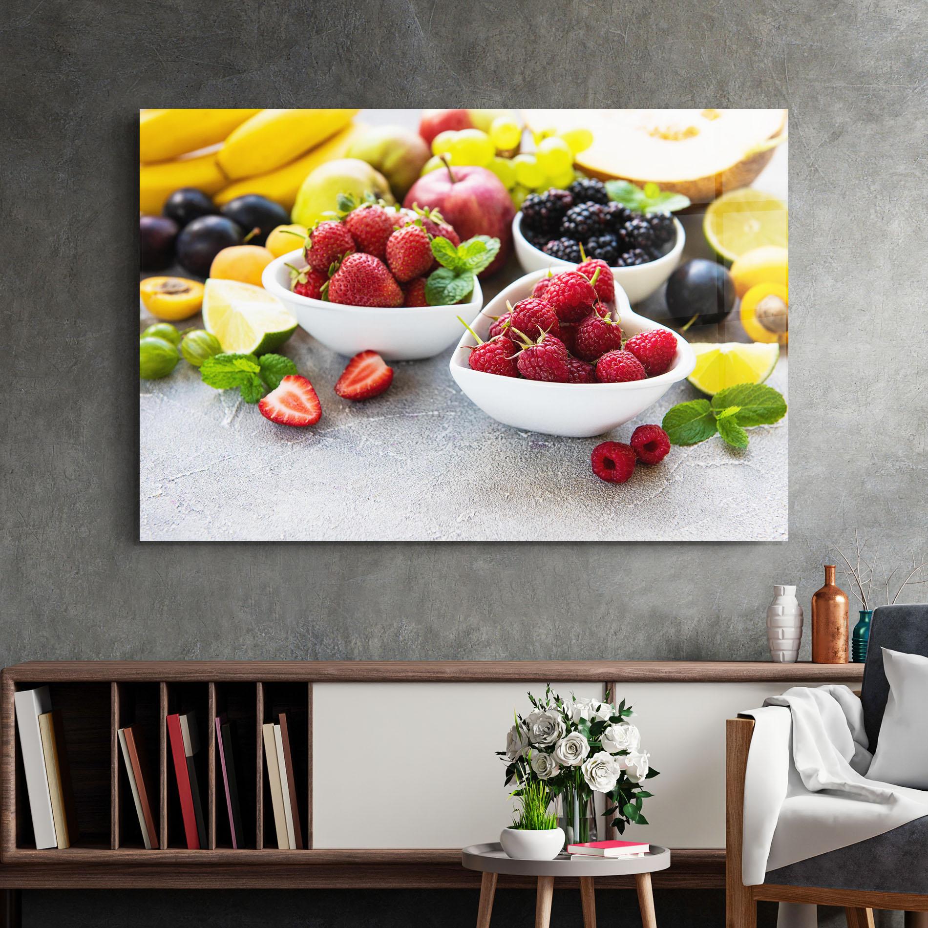 Tablou Sticla Heart Fresh Fruits mockup 2