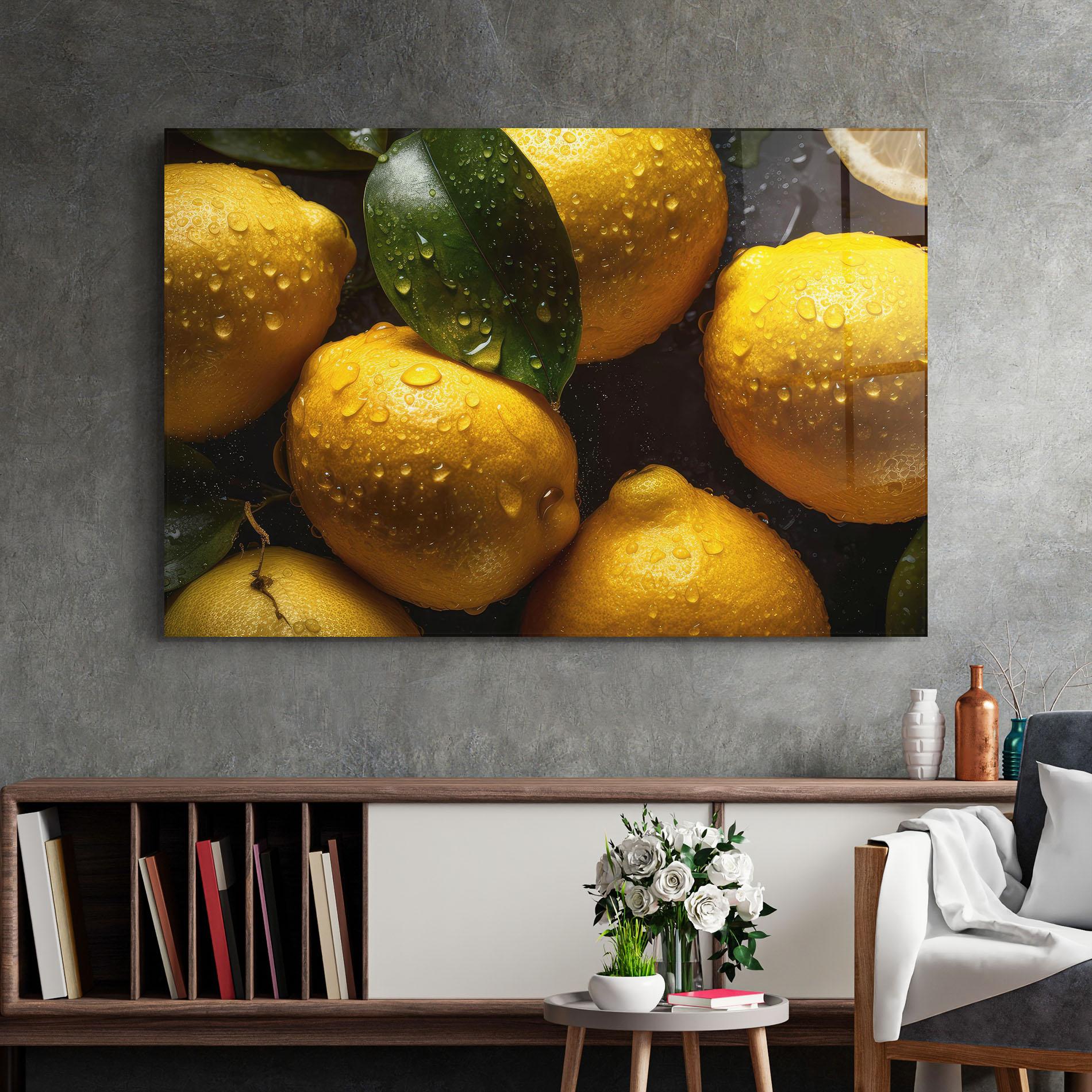 Tablou Sticla Lemon After Rain mockup 2