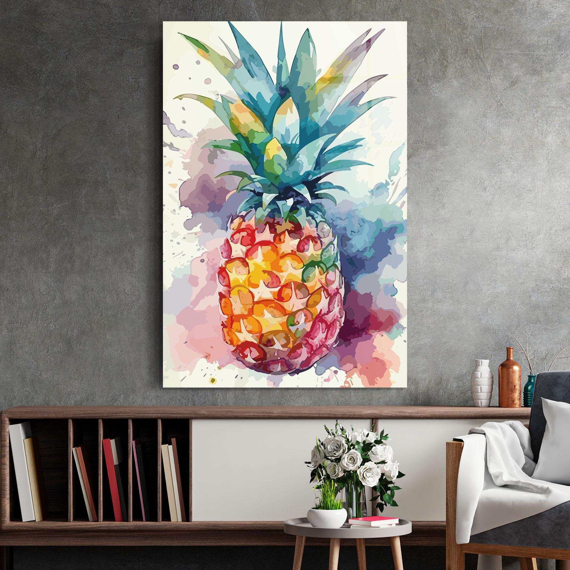 Tablou Sticla Colorful Pineapple mockup 2