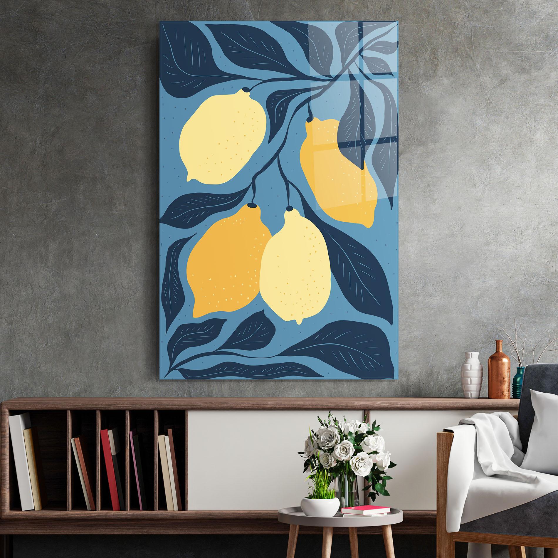 Tablou Sticla Lemon On Blue mockup 2