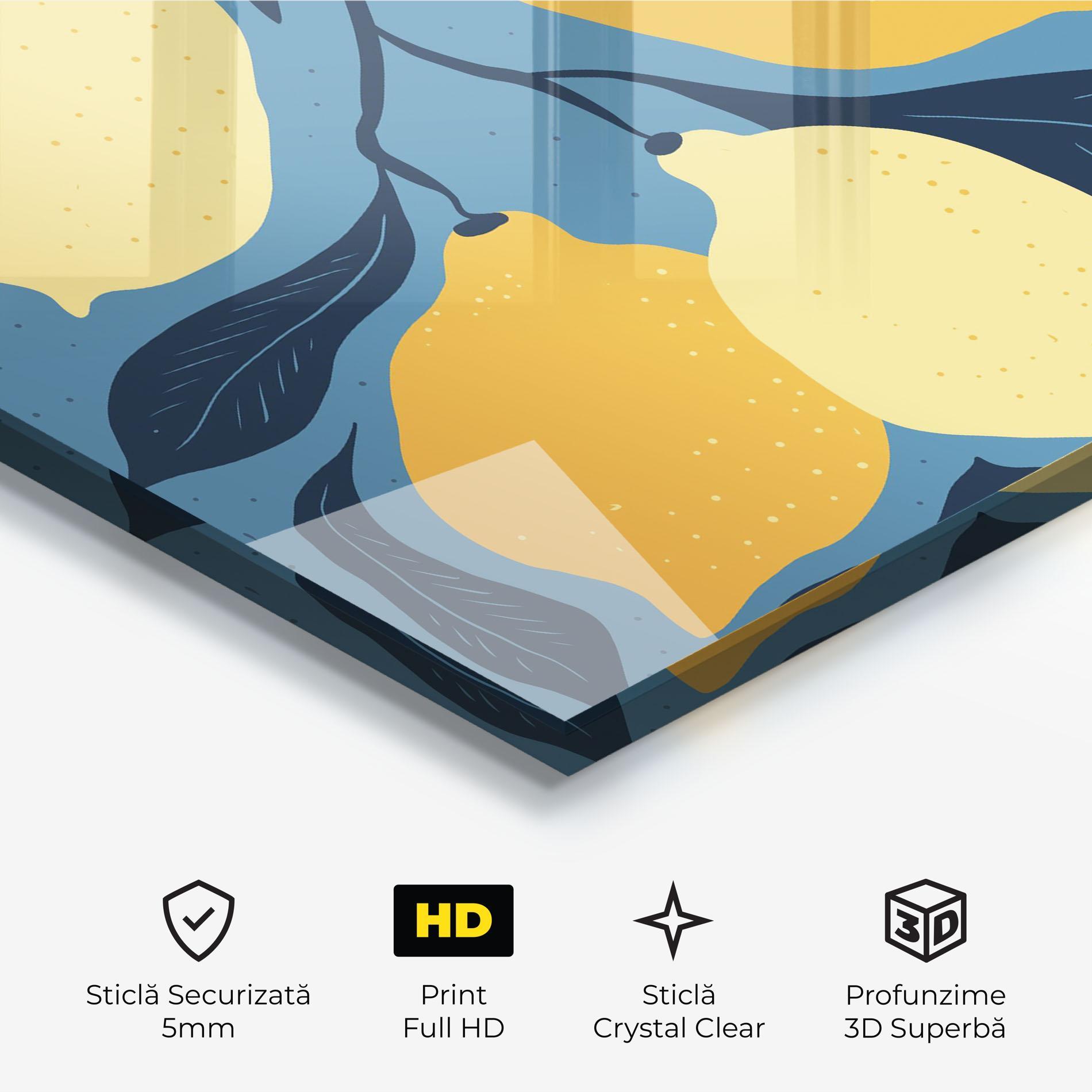 Tablou Sticla Lemon On Blue mockup 3