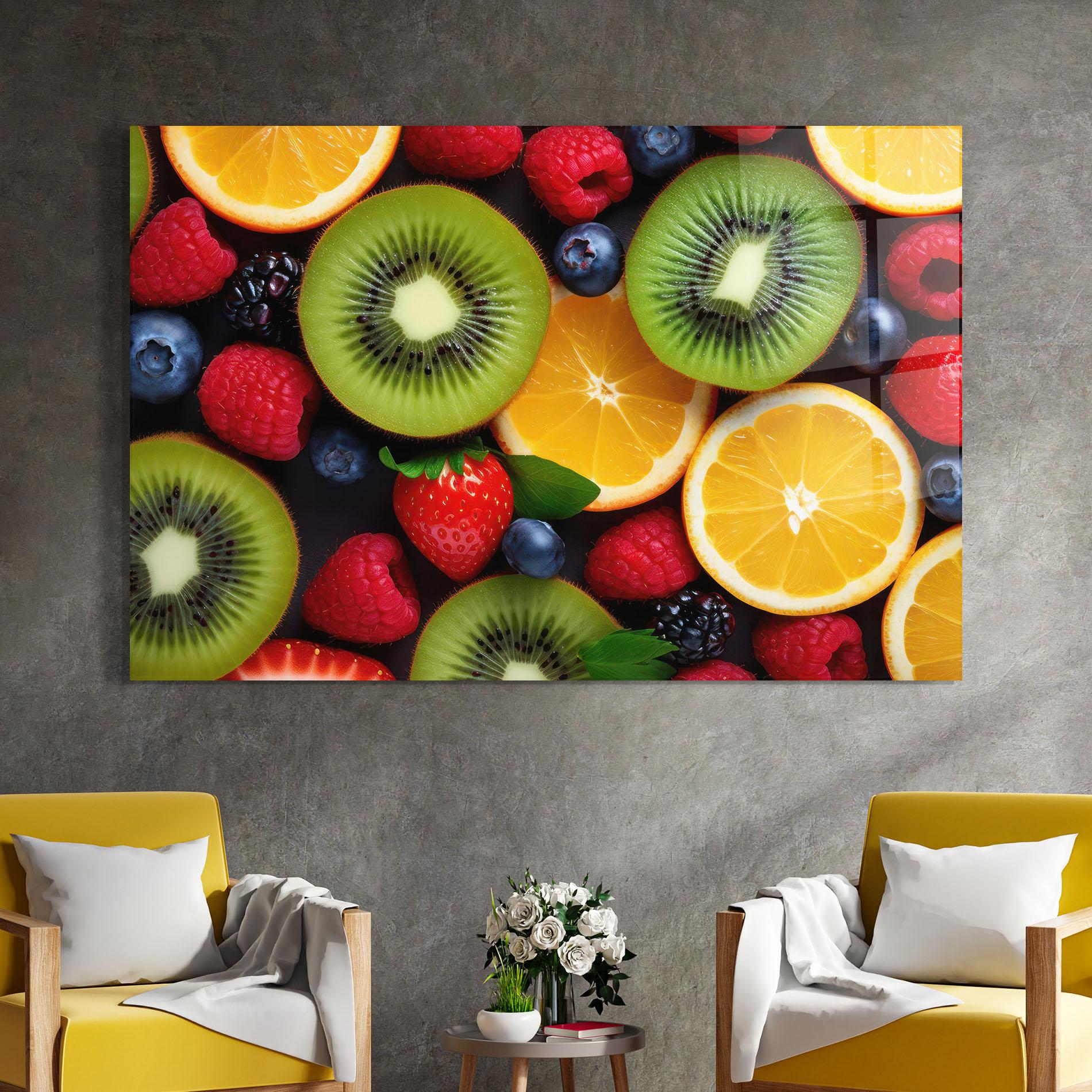 Tablou Sticla Kiwi Fruit Mix mockup 4
