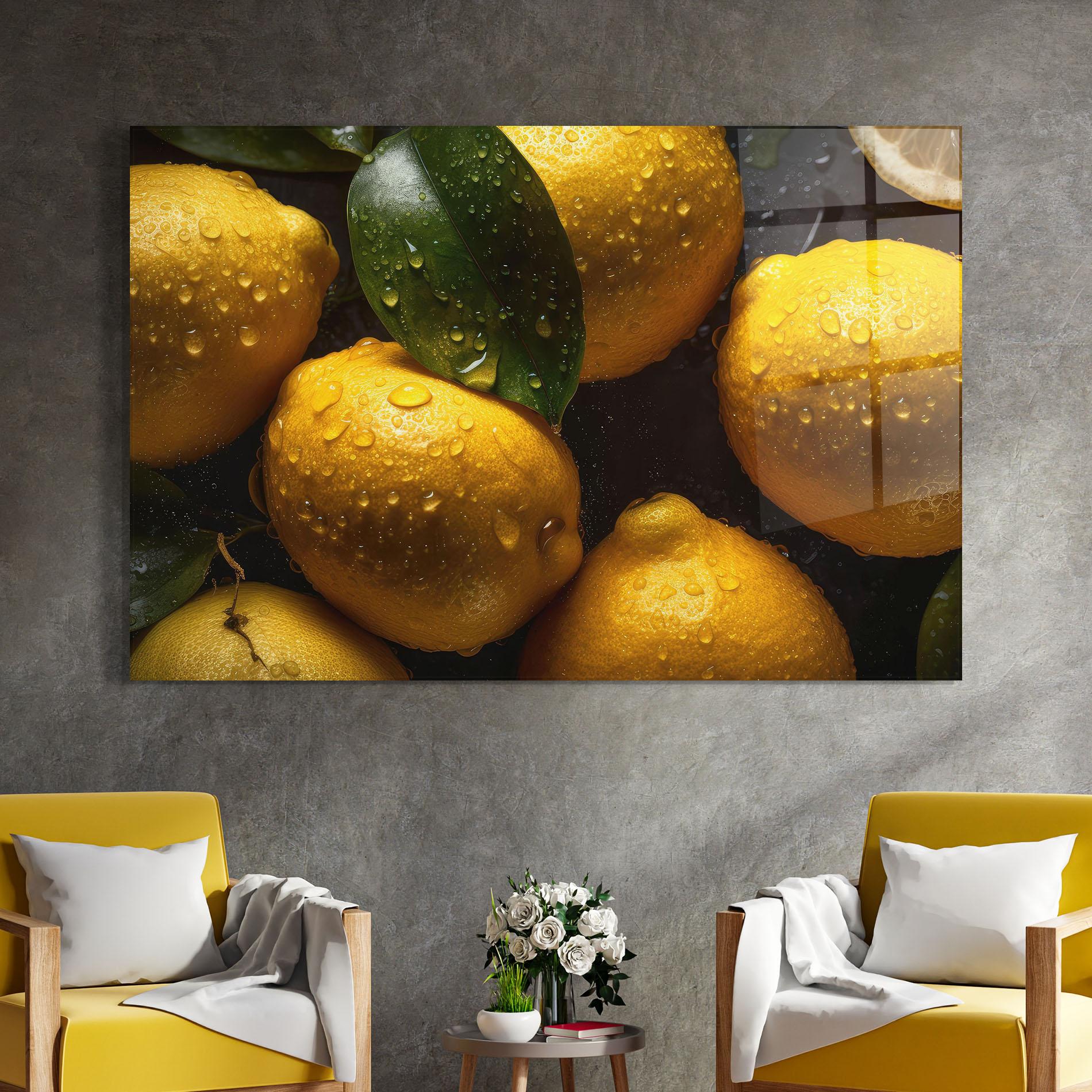 Tablou Sticla Lemon After Rain mockup 4