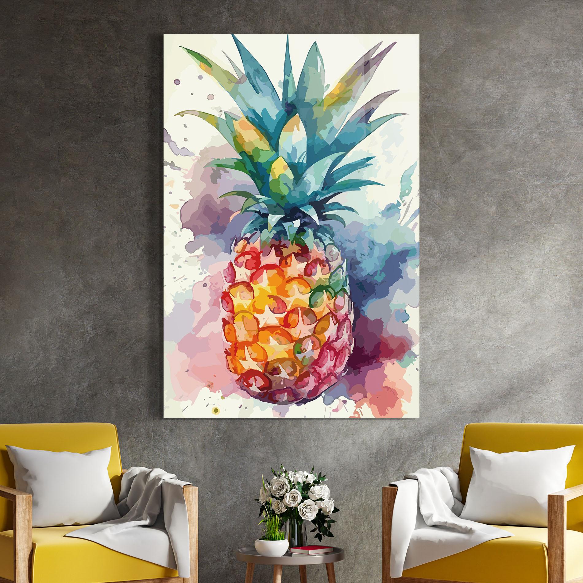 Tablou Sticla Colorful Pineapple mockup 4