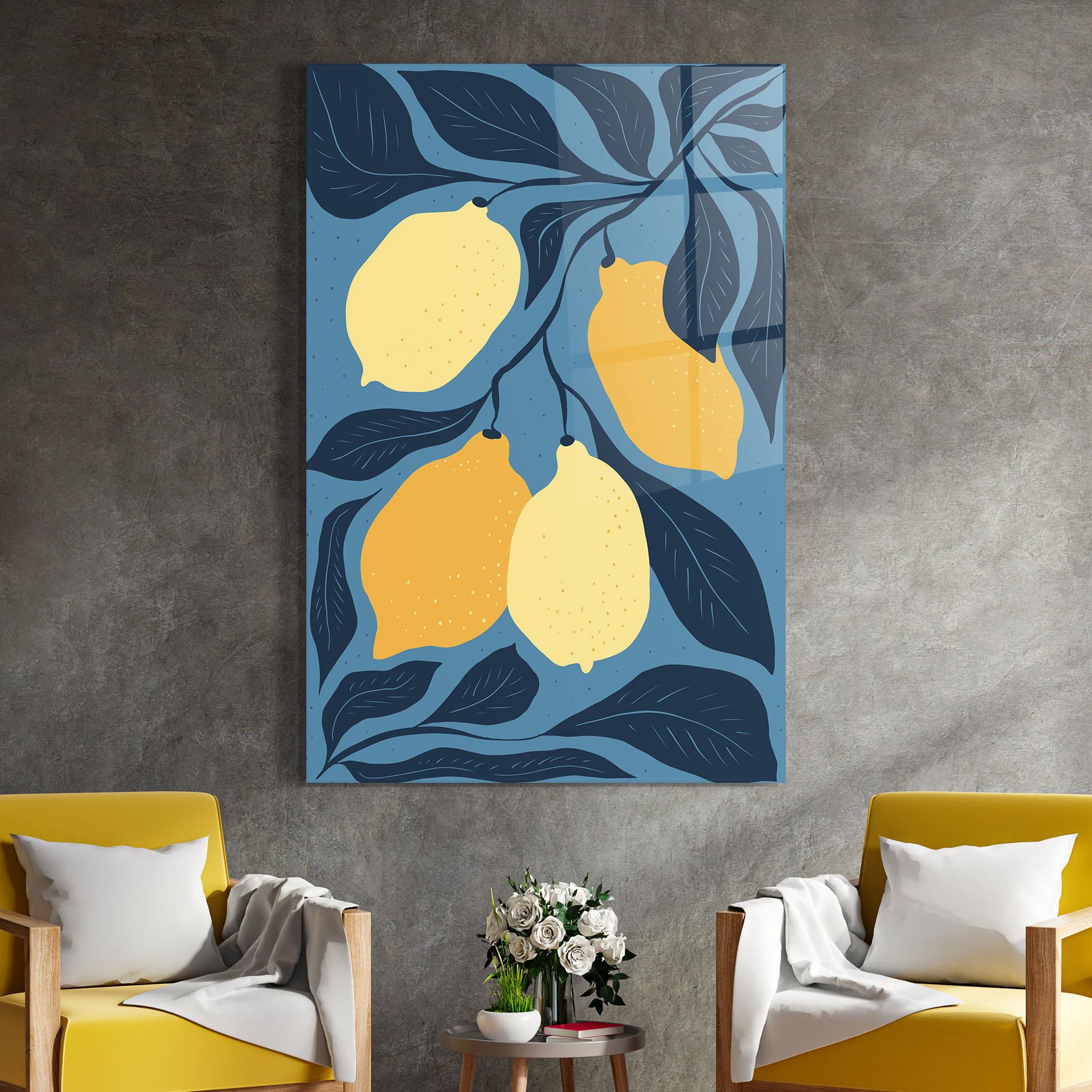 Tablou Sticla Lemon On Blue mockup 4