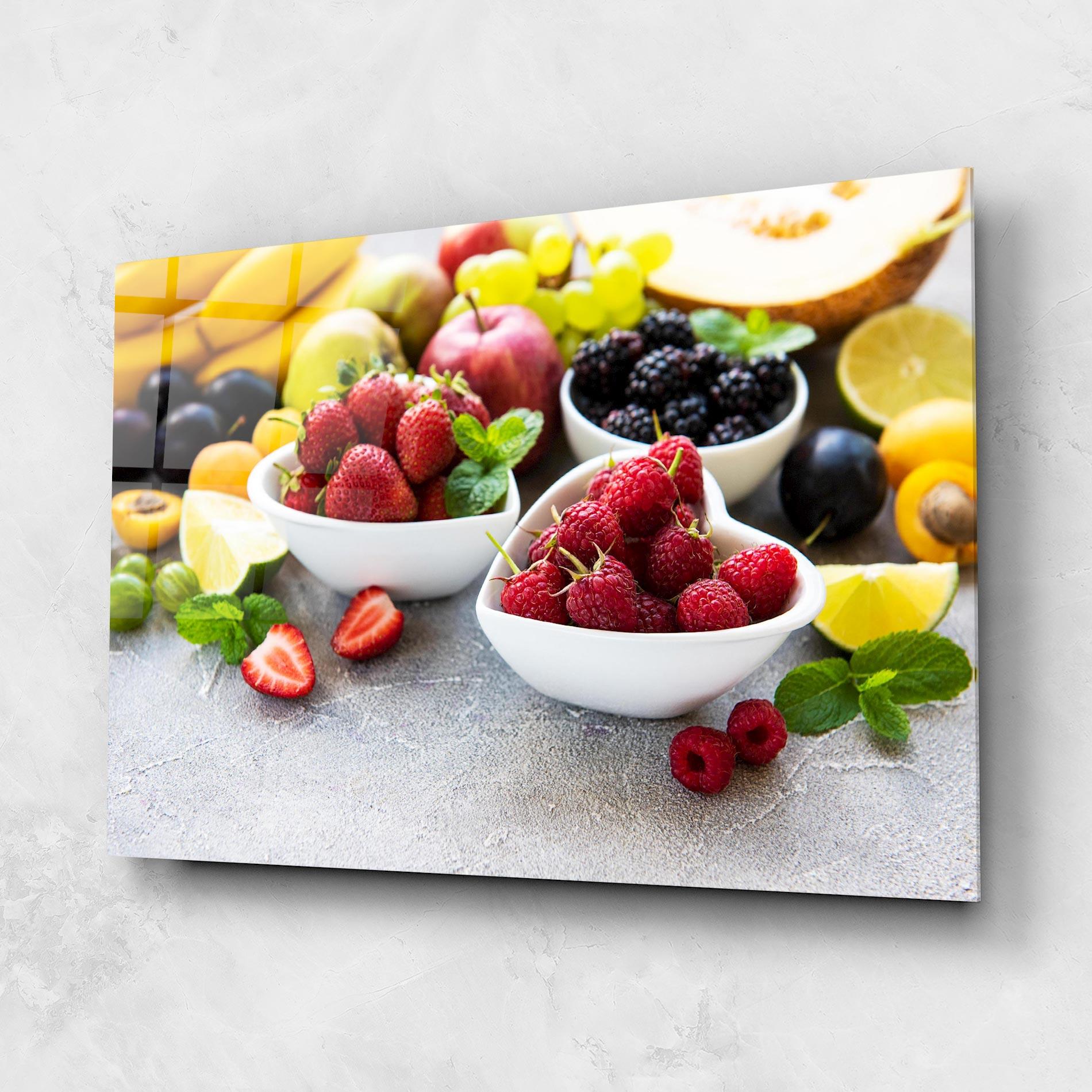 Tablou Sticla Heart Fresh Fruits mockup 1