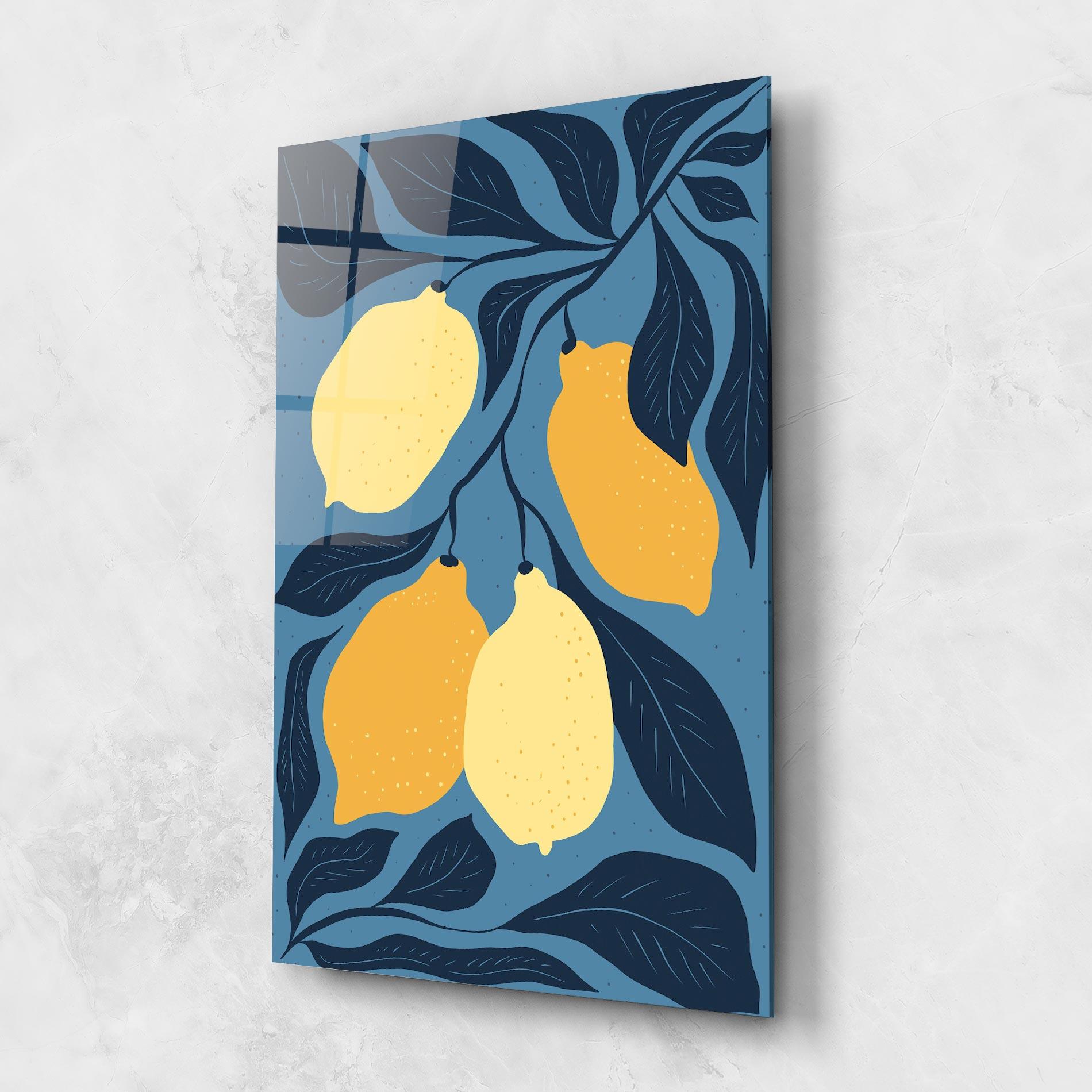 Tablou Sticla Lemon On Blue mockup 1
