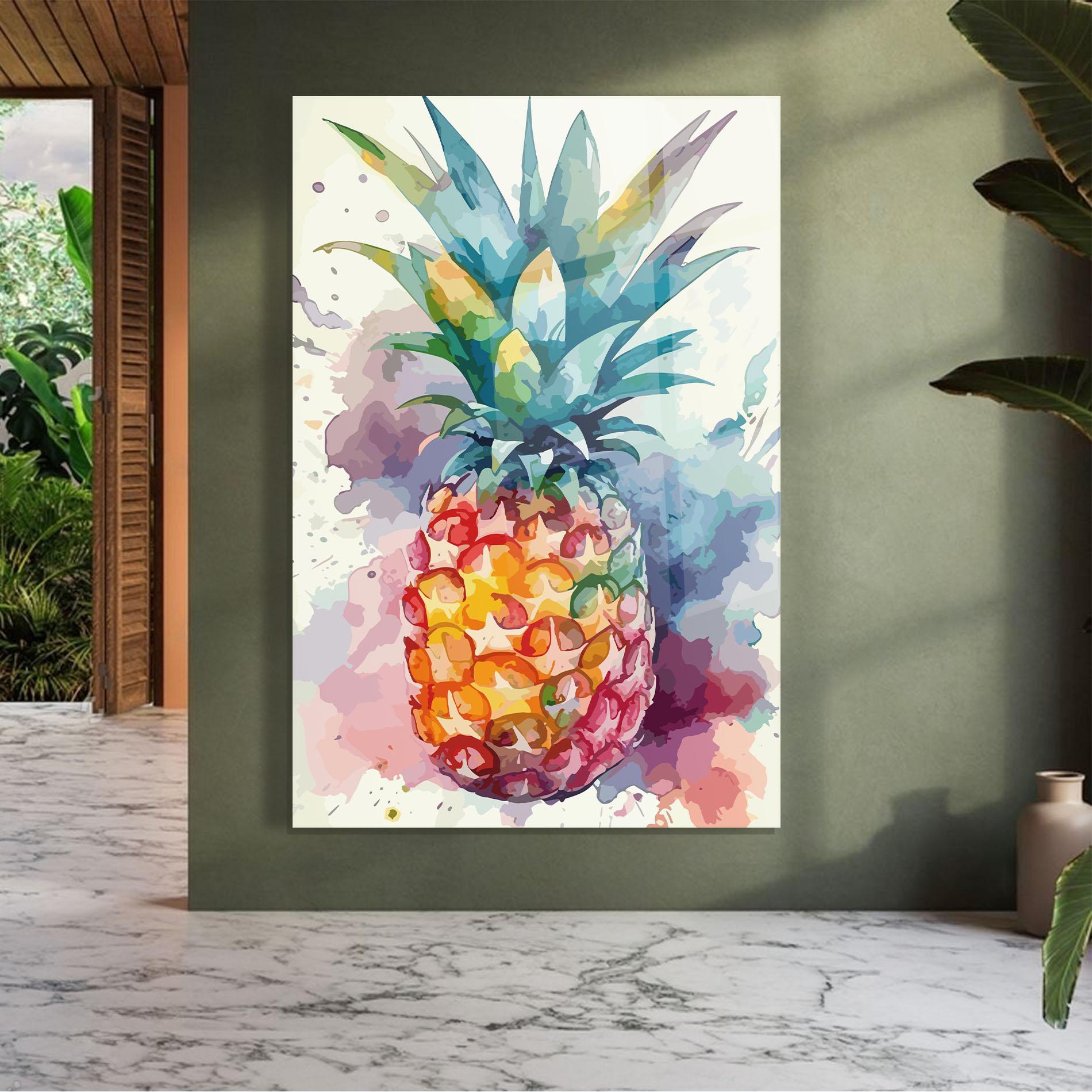 Tablou Sticla Colorful Pineapple mockup 7
