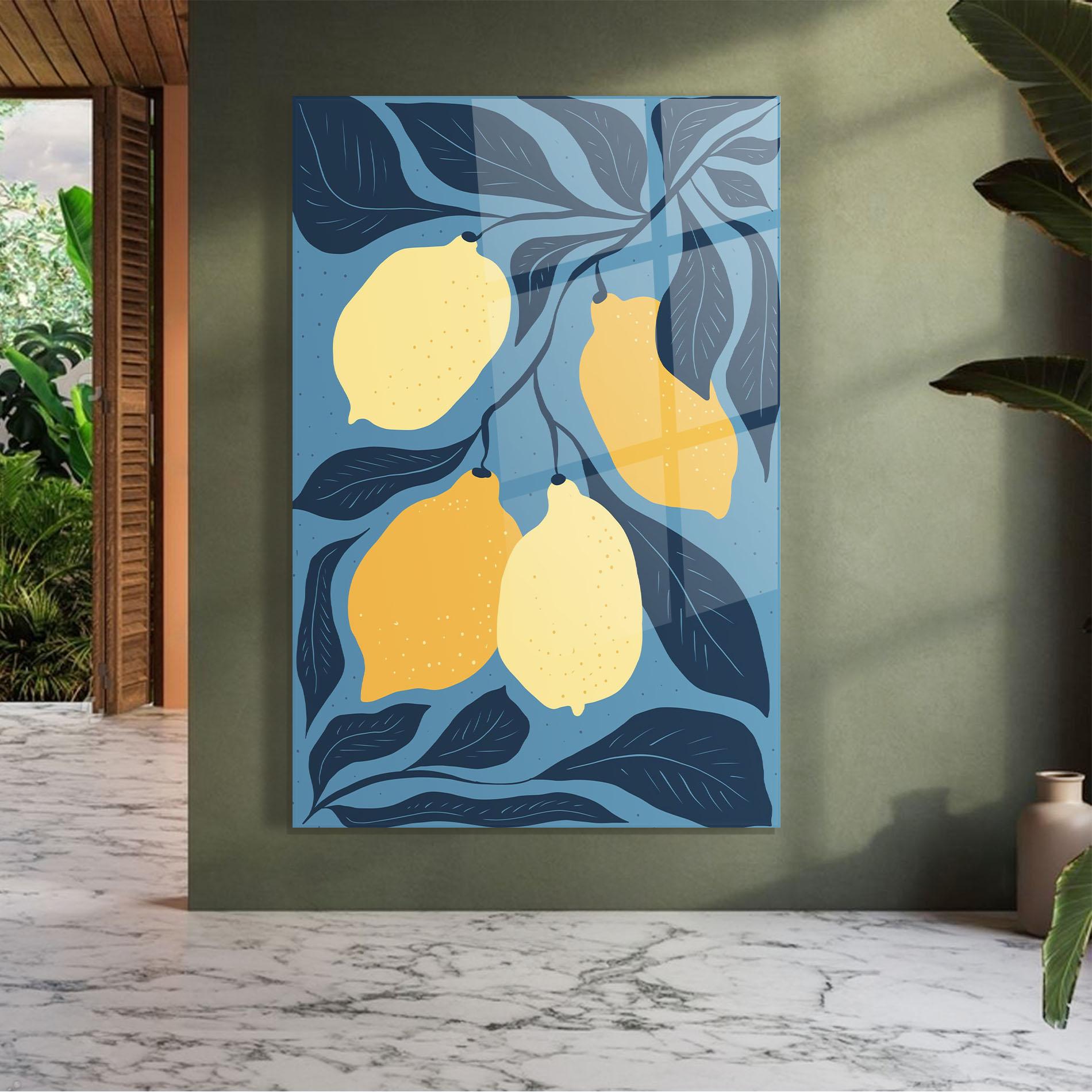 Tablou Sticla Lemon On Blue mockup 7