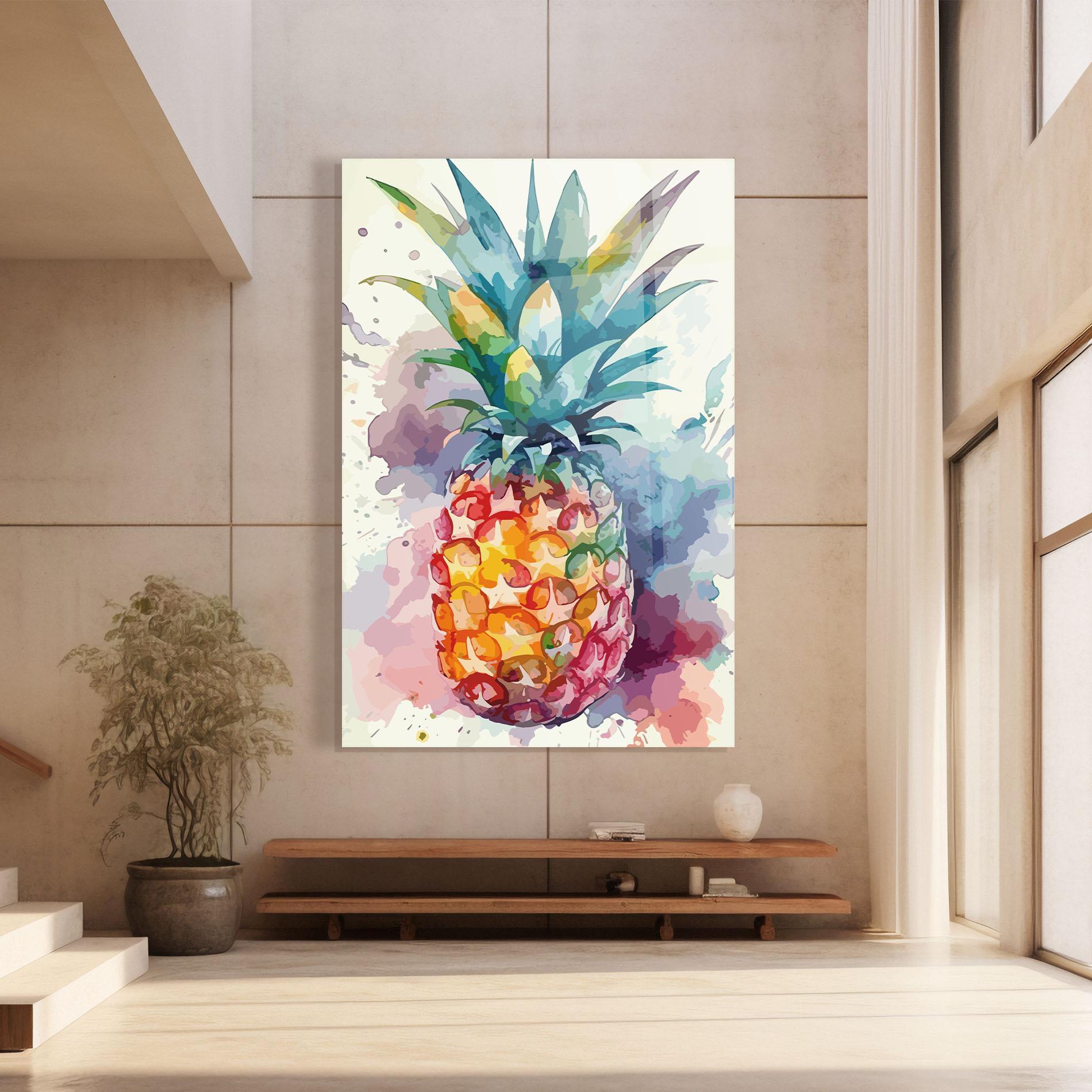 Tablou Sticla Colorful Pineapple mockup 8