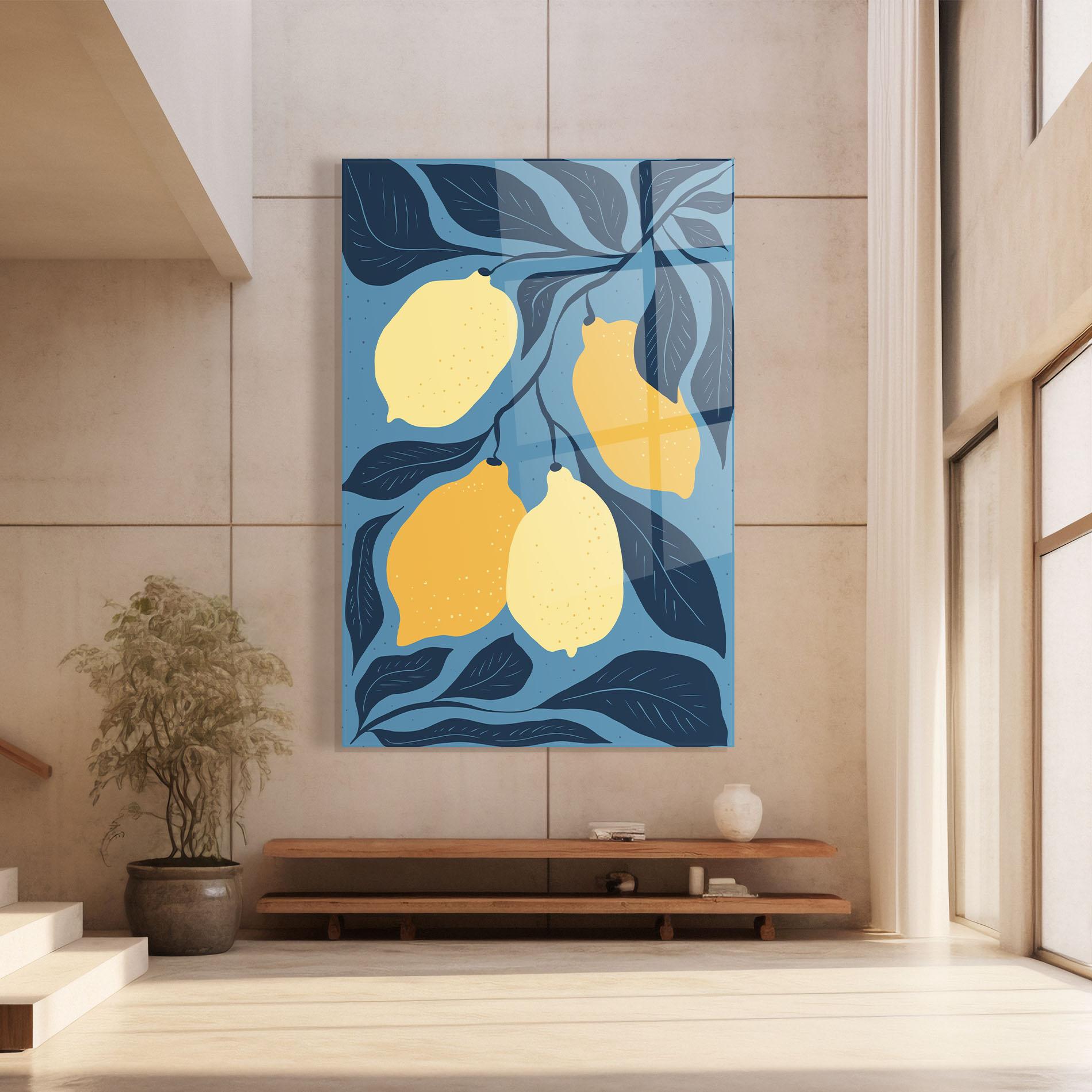 Tablou Sticla Lemon On Blue mockup 8
