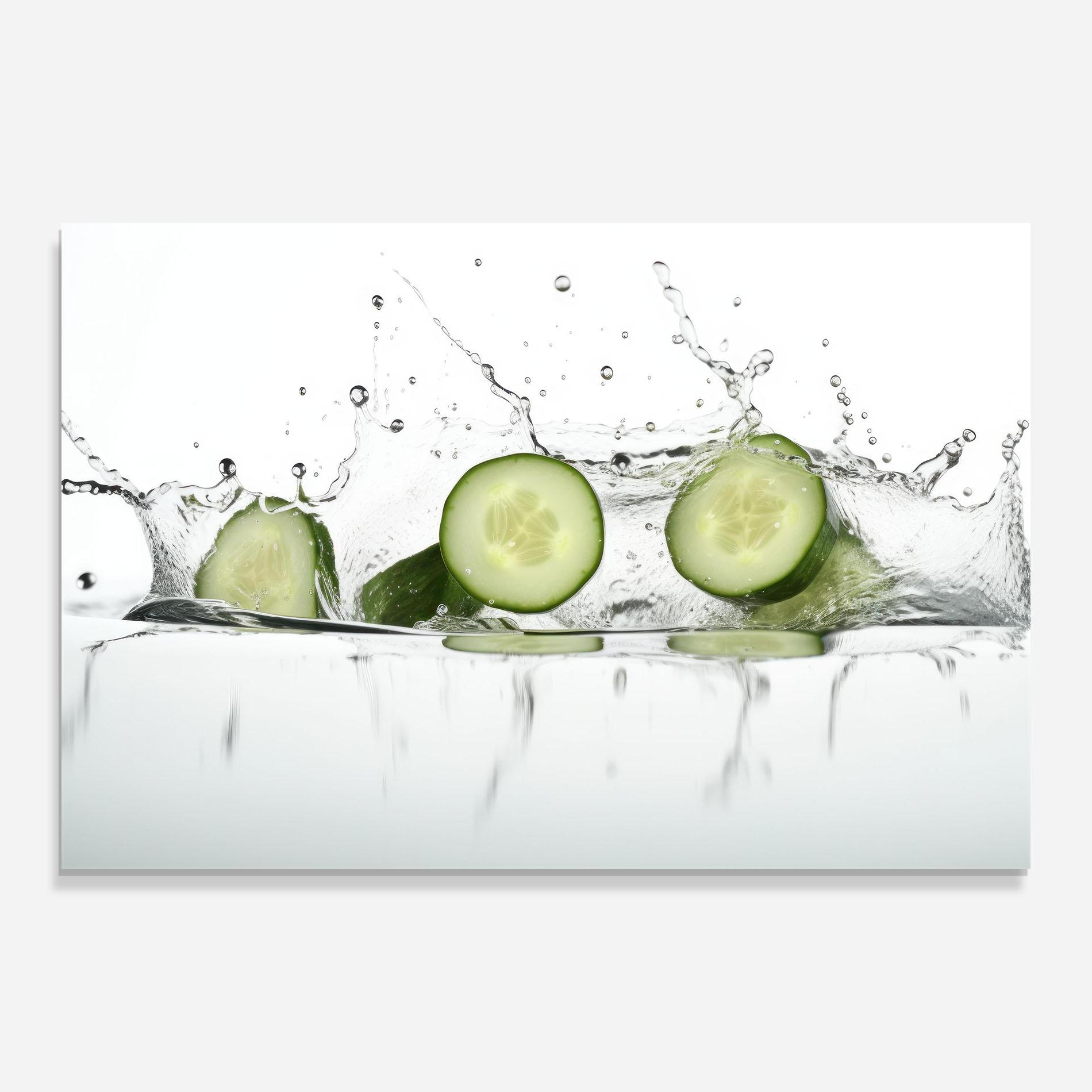 Tablou Sticla Cucumber Cool Splash mockup 0