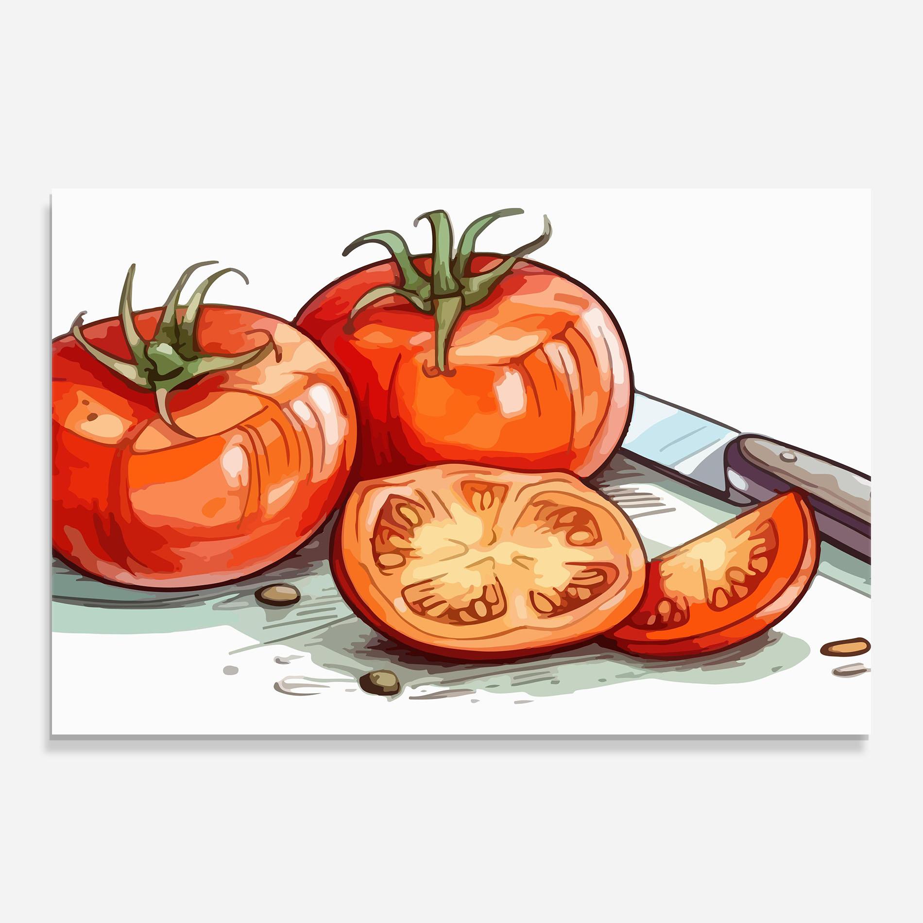 Tablou Sticla Drawing Tomato Art mockup 0