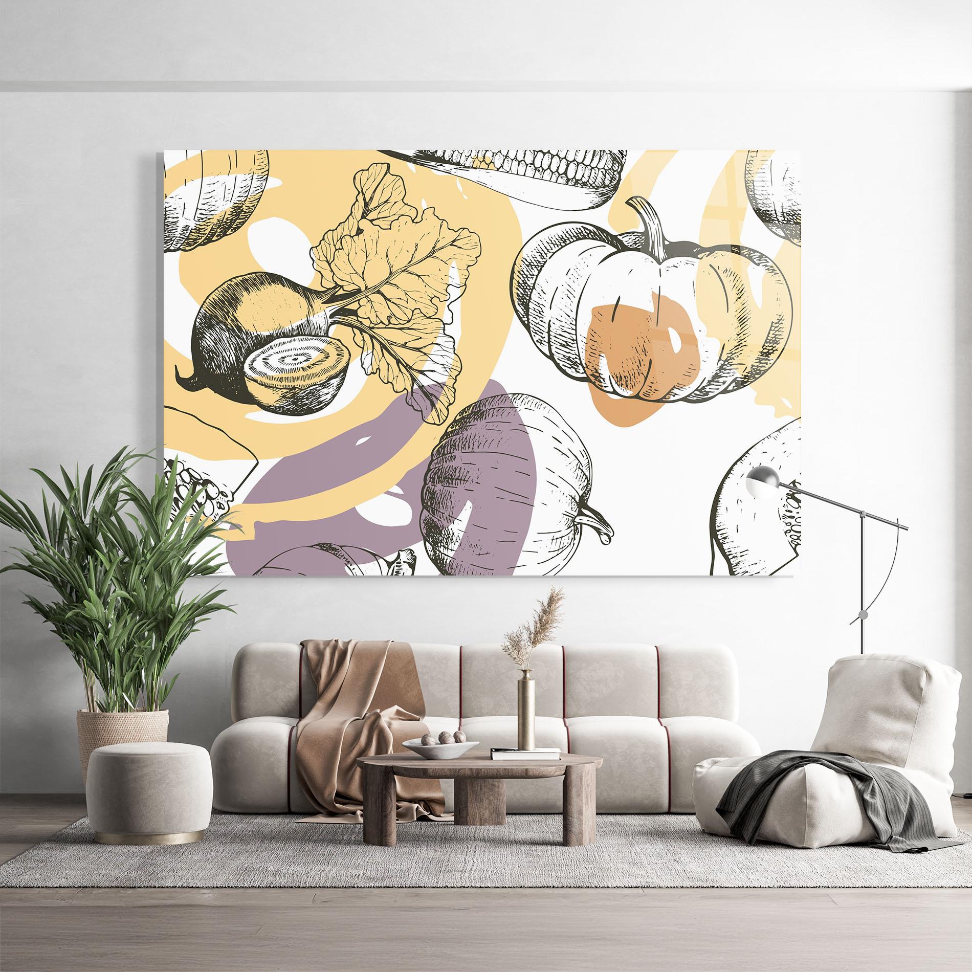 Tablou Sticla Cream Vegetables Art mockup 9