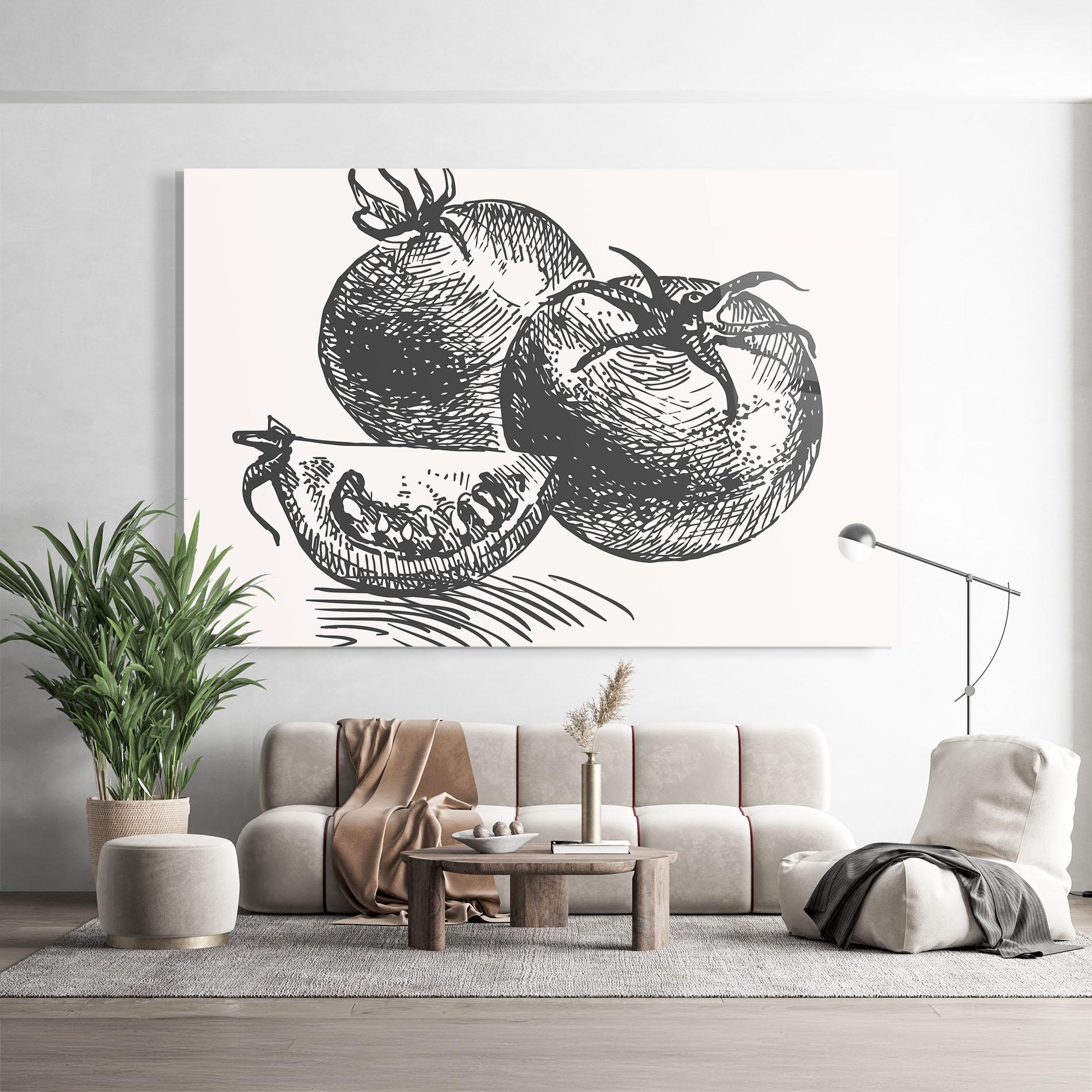 Tablou Sticla Grey Line Tomato mockup 9