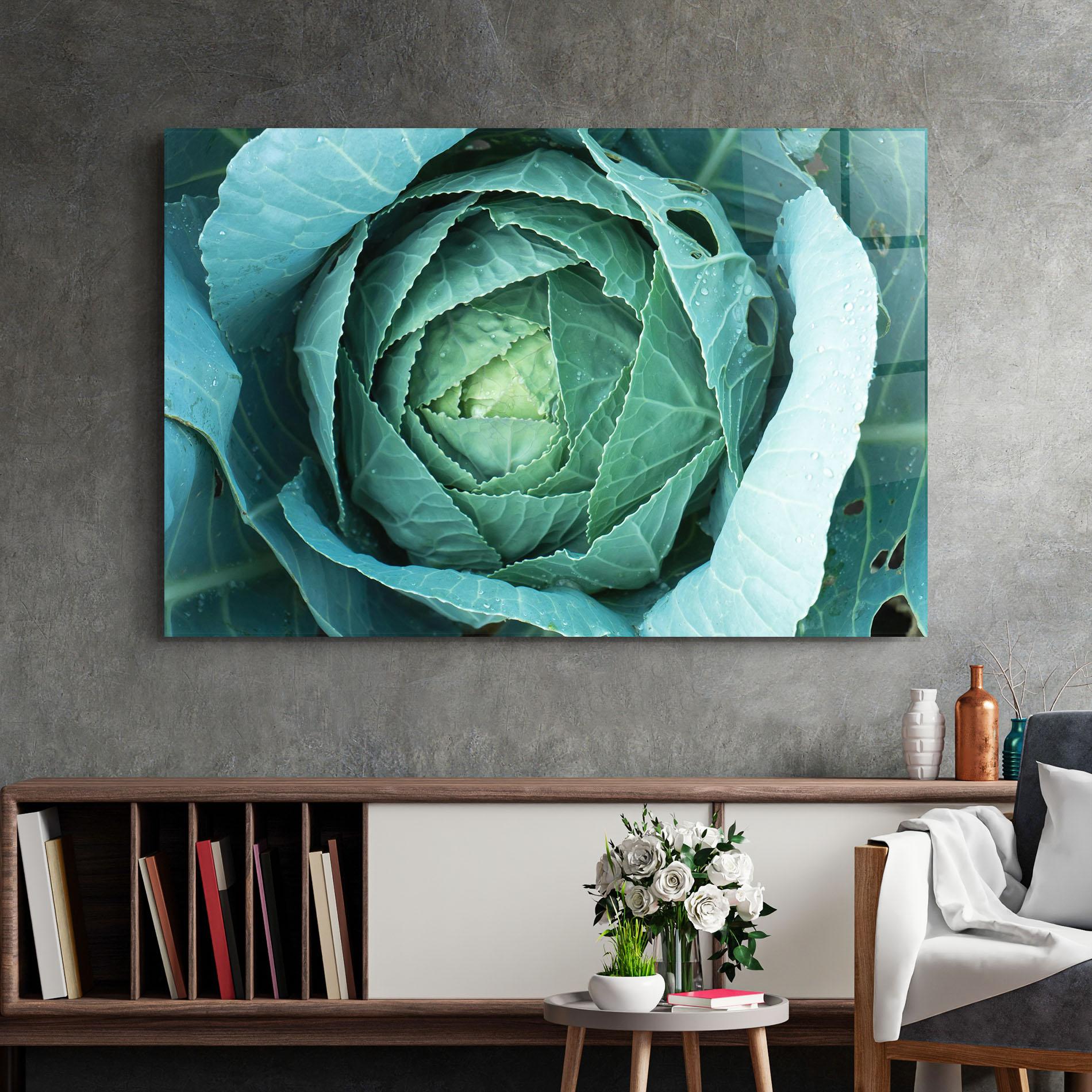 Tablou Sticla Blue Lettuce mockup 2