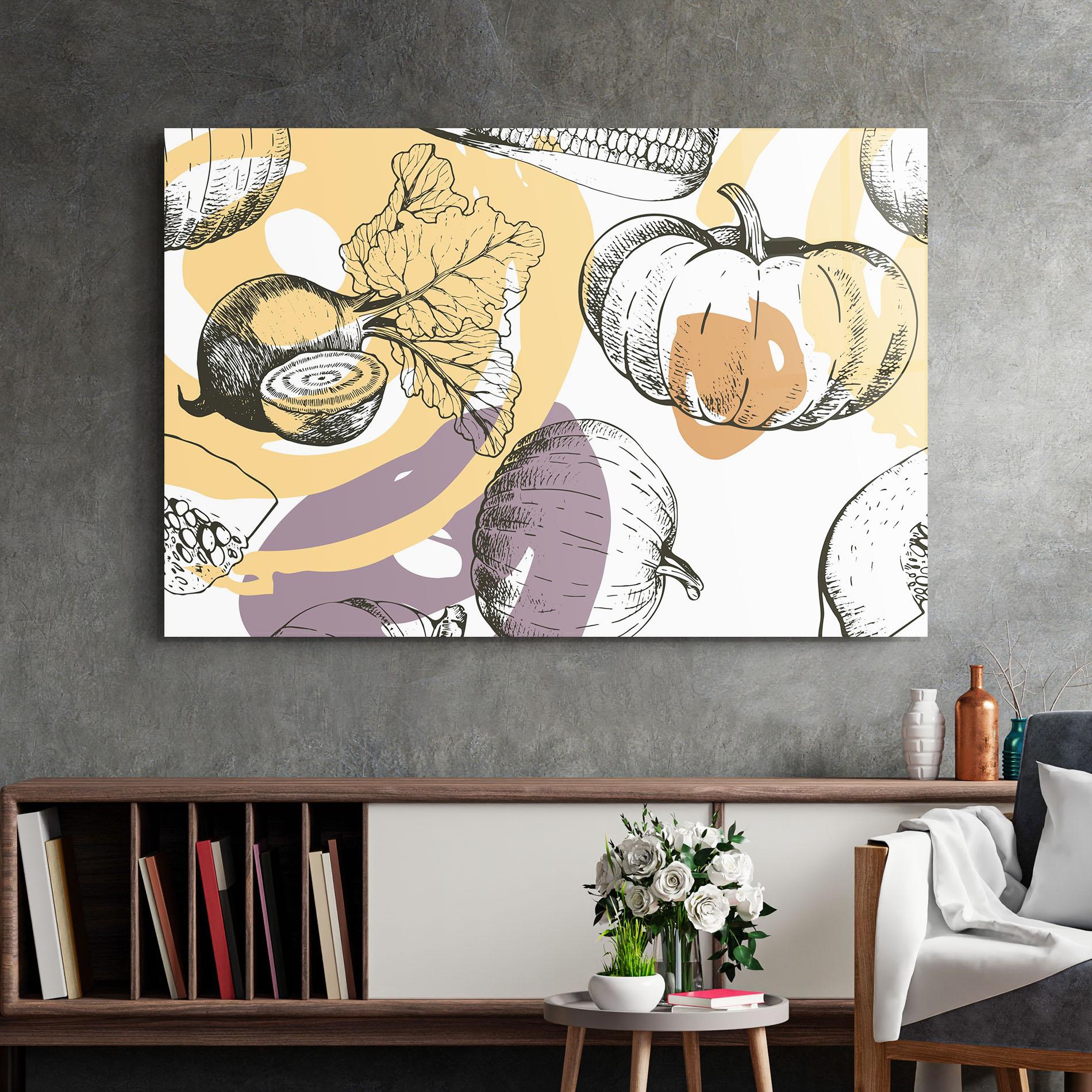 Tablou Sticla Cream Vegetables Art mockup 2