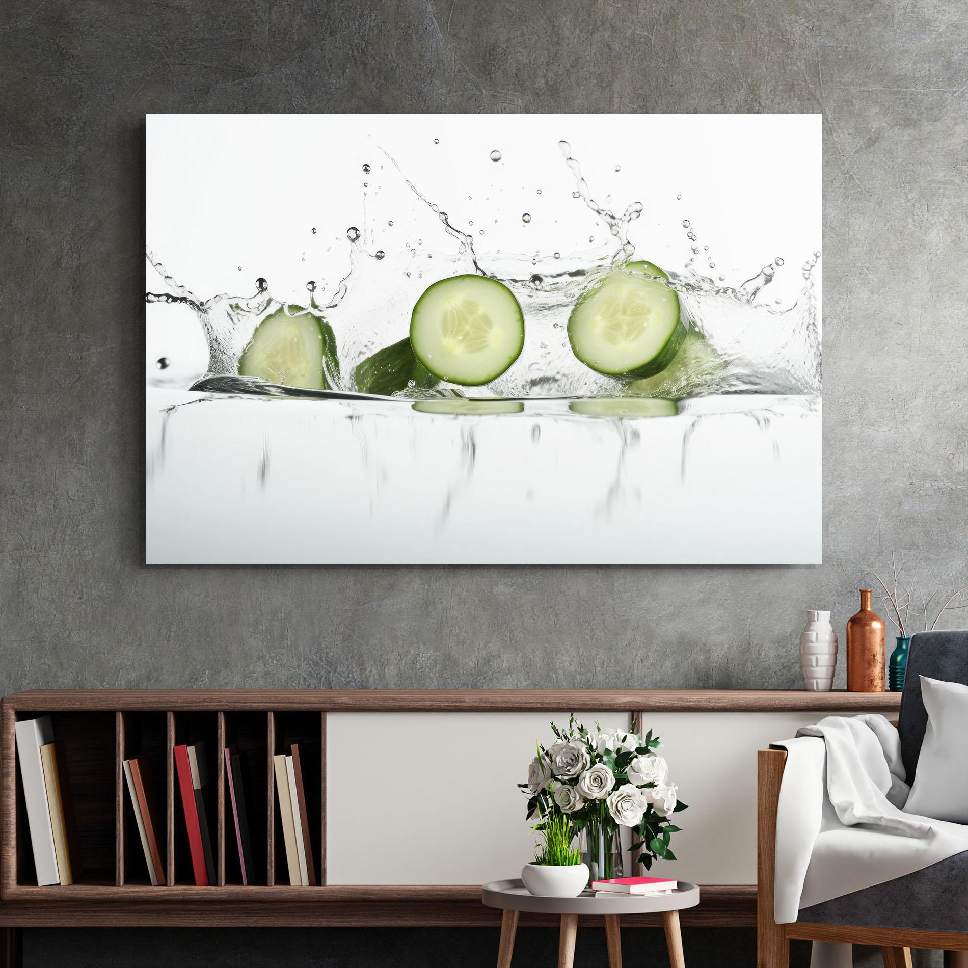 Tablou Sticla Cucumber Cool Splash mockup 2