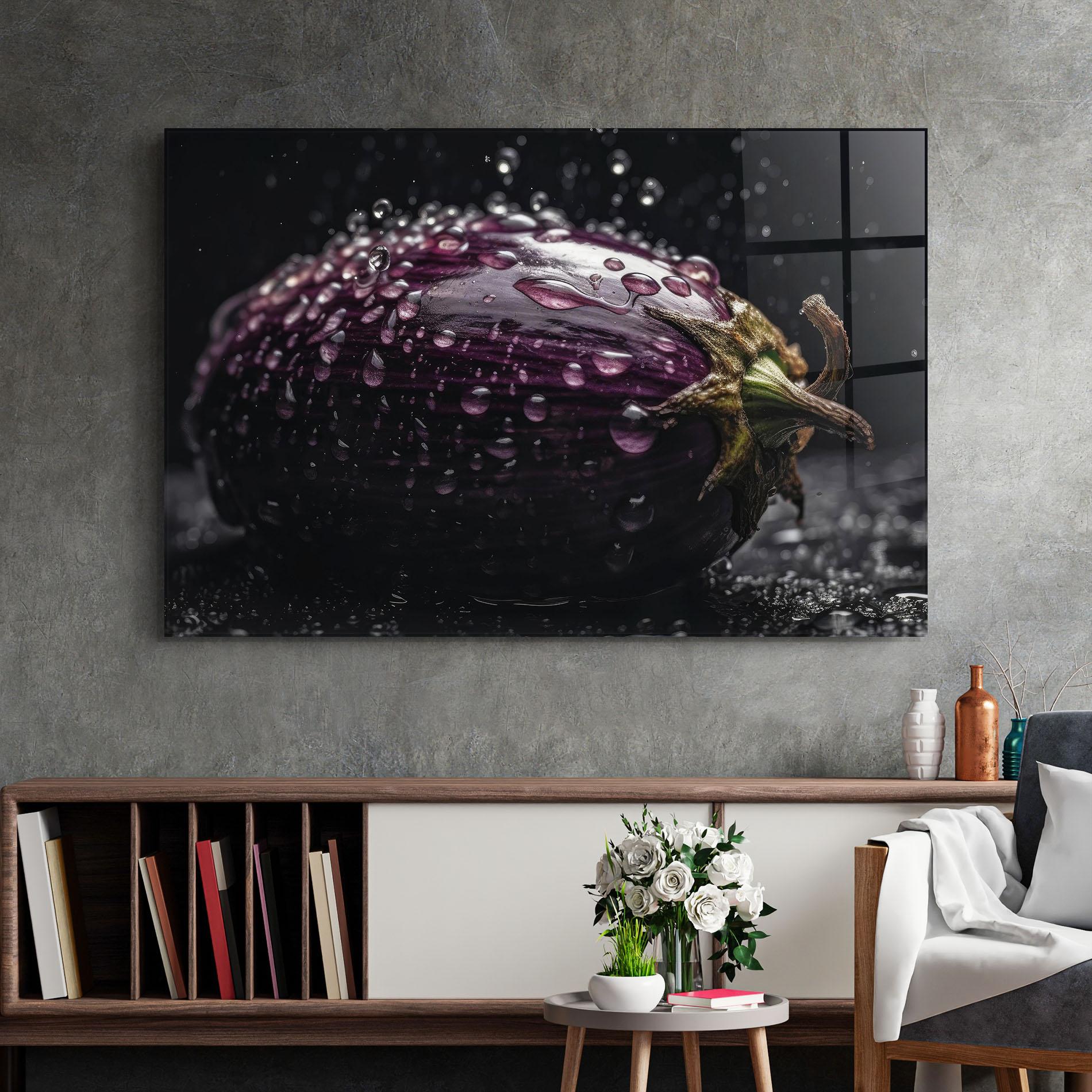 Tablou Sticla Eggplant Splash mockup 2