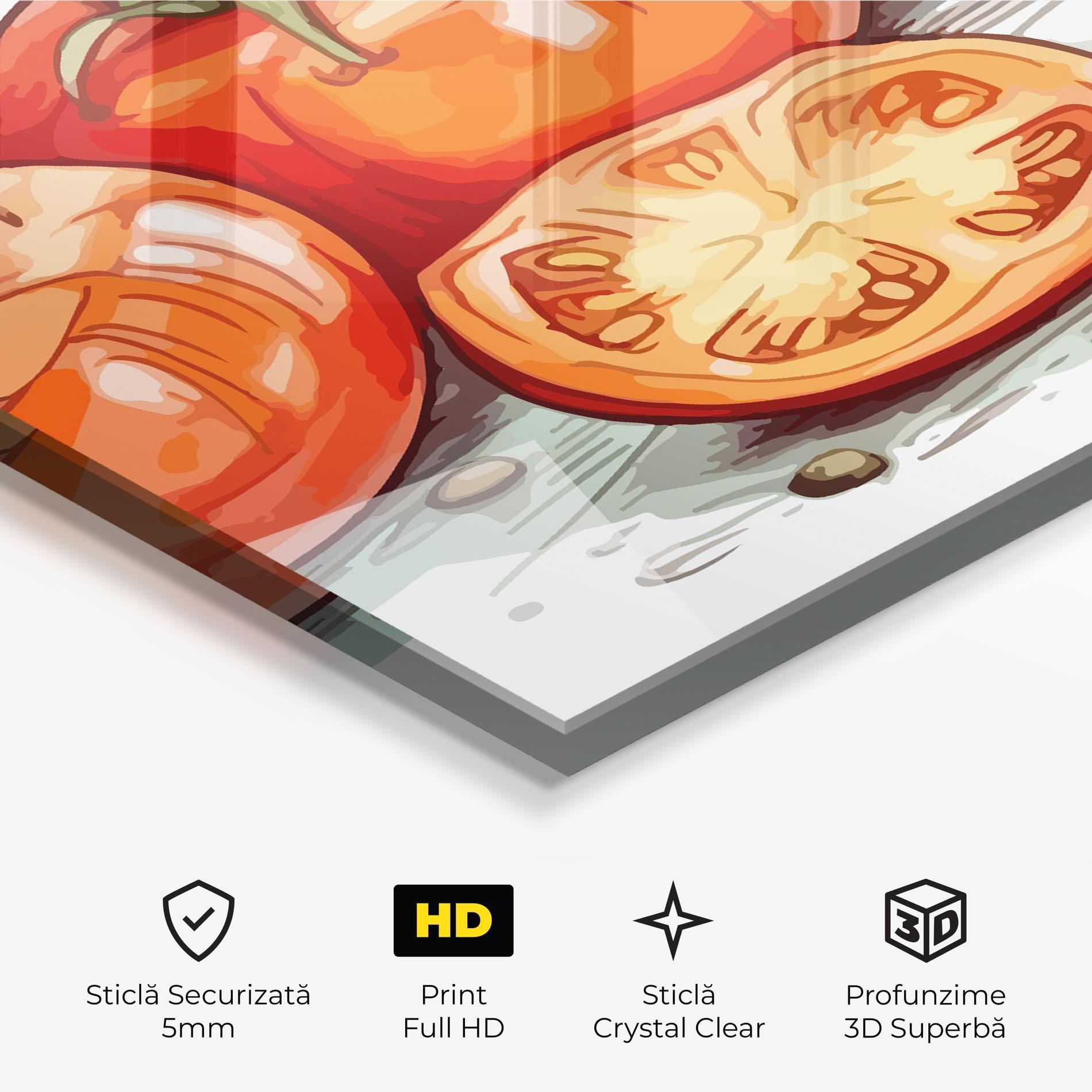 Tablou Sticla Drawing Tomato Art mockup 3