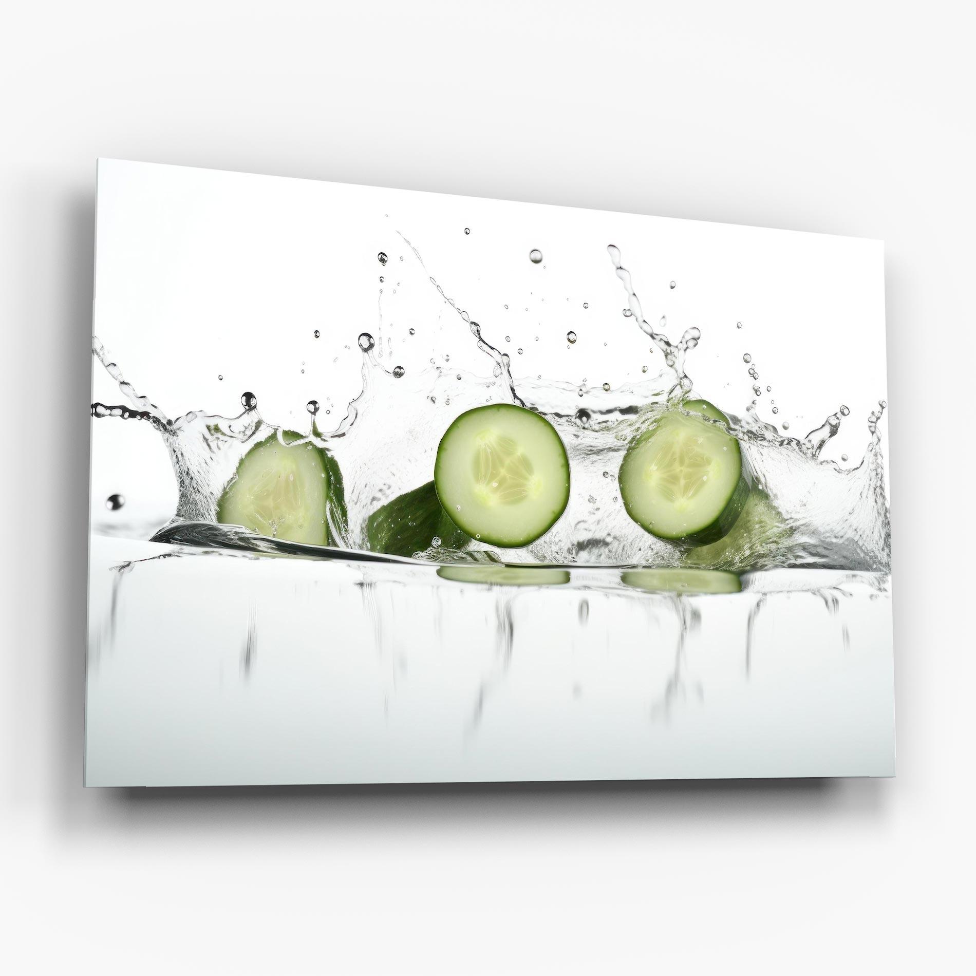 Tablou Sticla Cucumber Cool Splash mockup 6