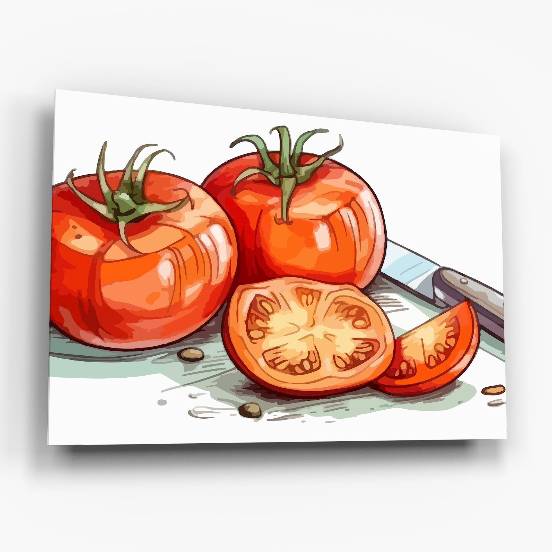 Tablou Sticla Drawing Tomato Art mockup 6