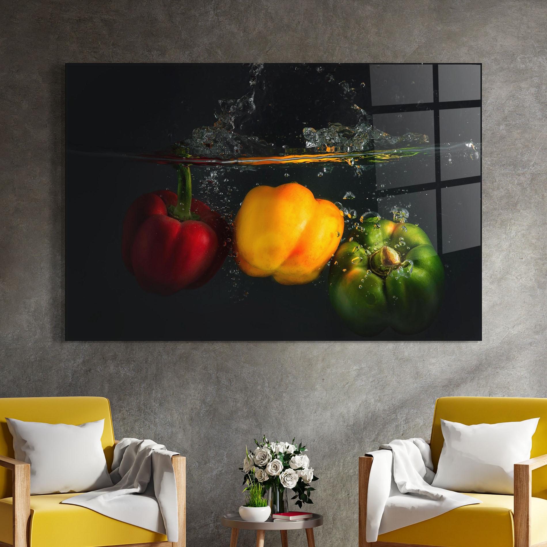 Tablou Sticla Cool Bellpepper Splash mockup 4