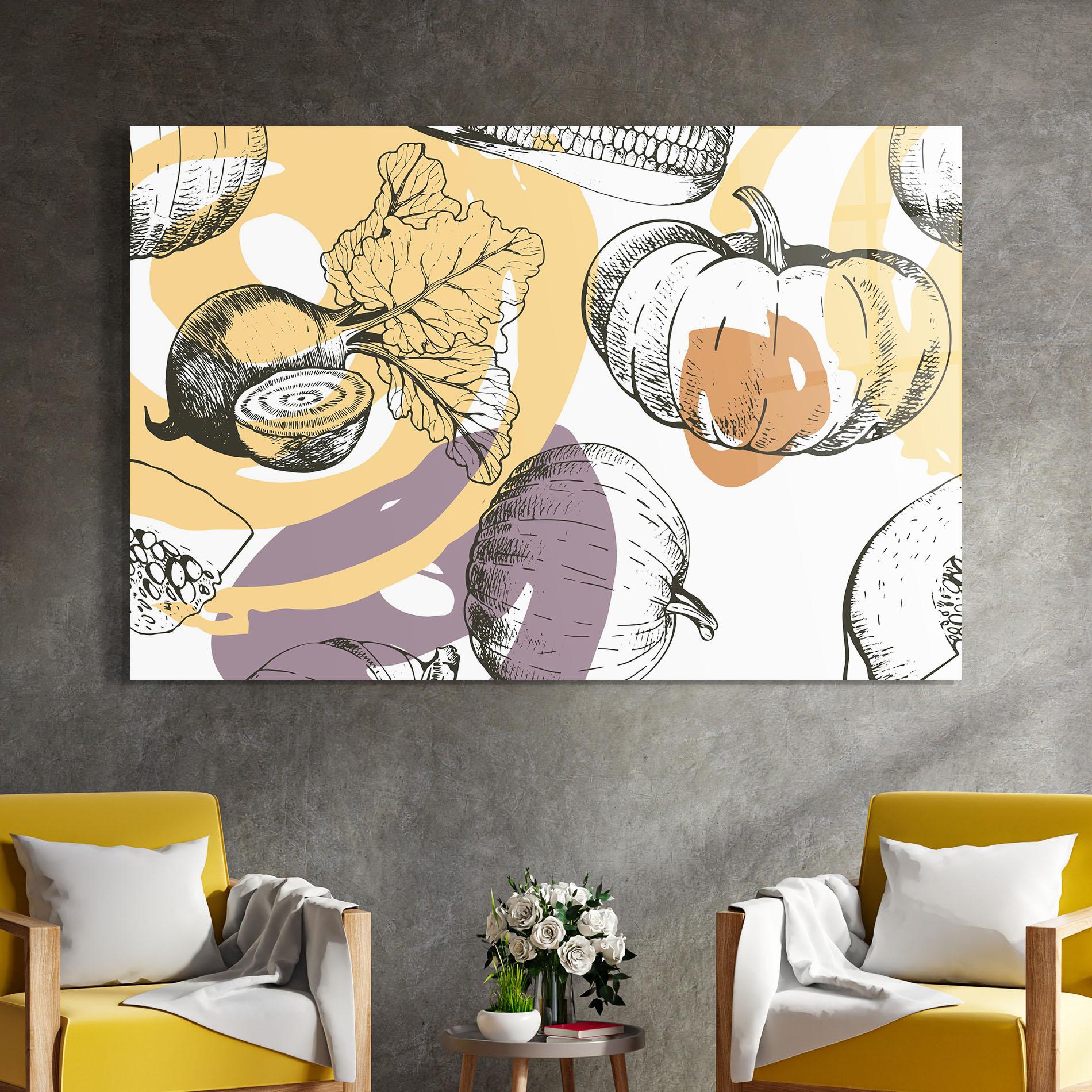 Tablou Sticla Cream Vegetables Art mockup 4